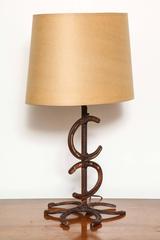 Pair of Hand-Forged Horseshoe Lamps