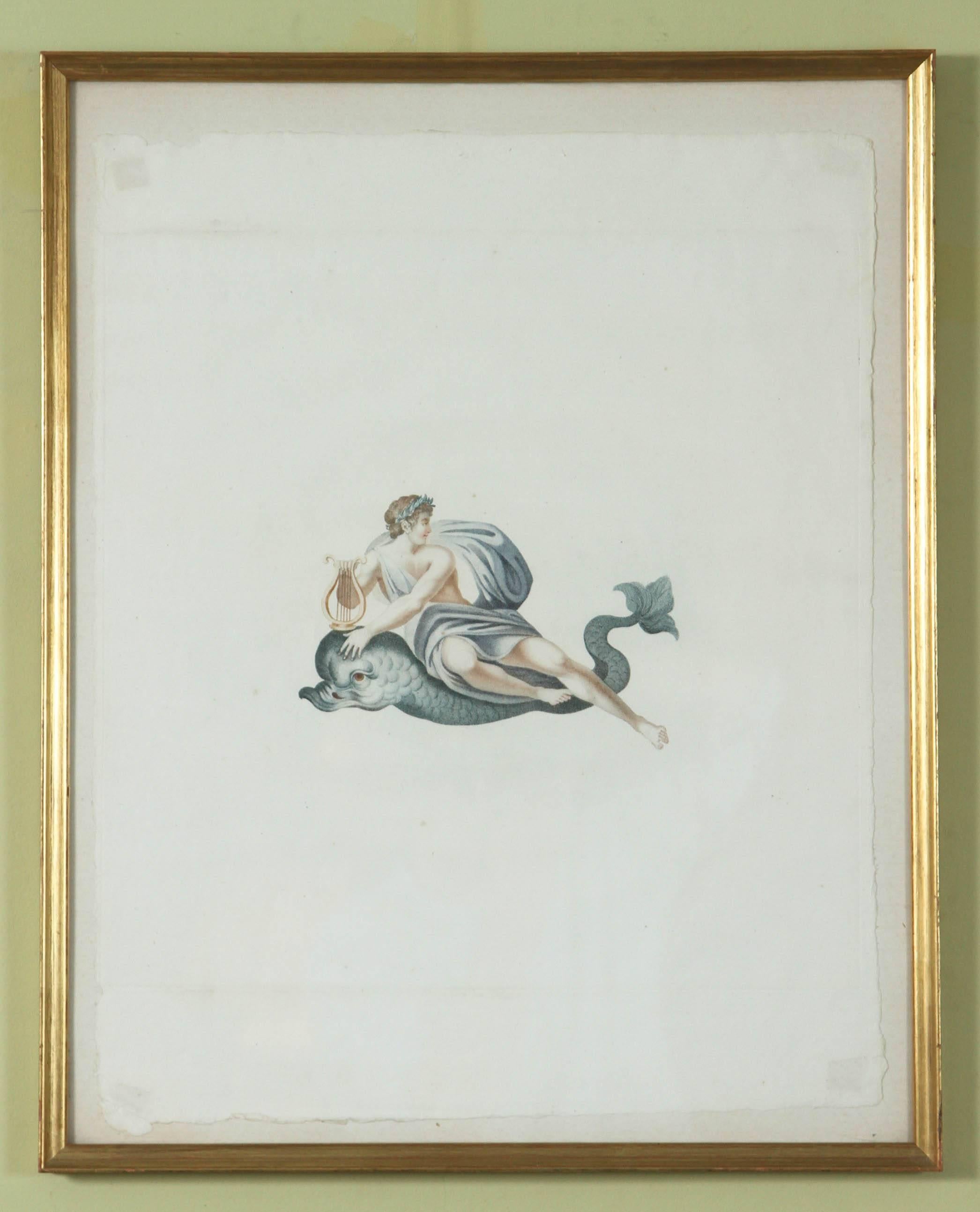 Set of Six French Color-Printed Neoclassical Engravings, circa 1795 2
