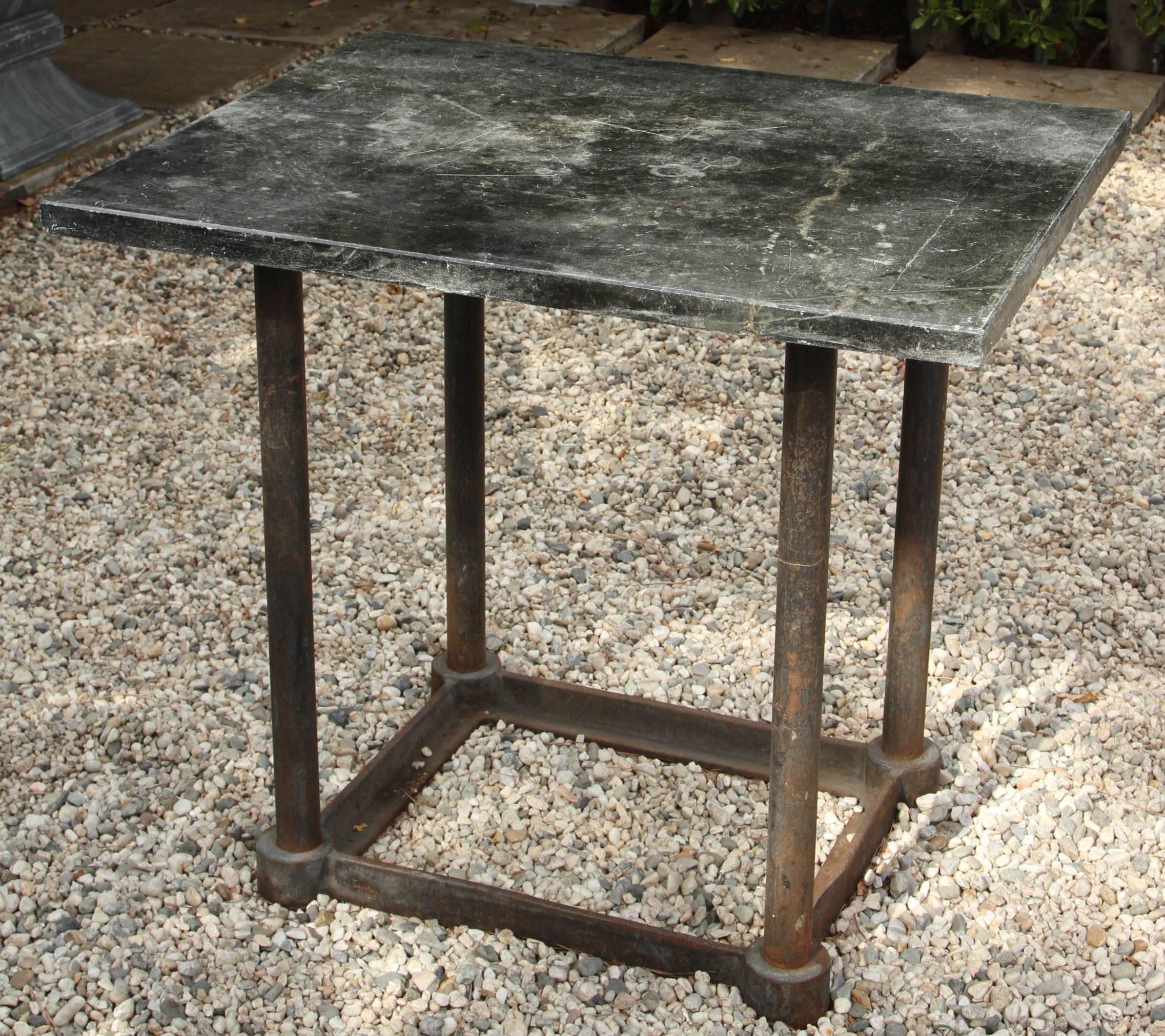 Belgian Stone and Iron Factory Table, circa 1880 In Excellent Condition In Los Angeles, CA