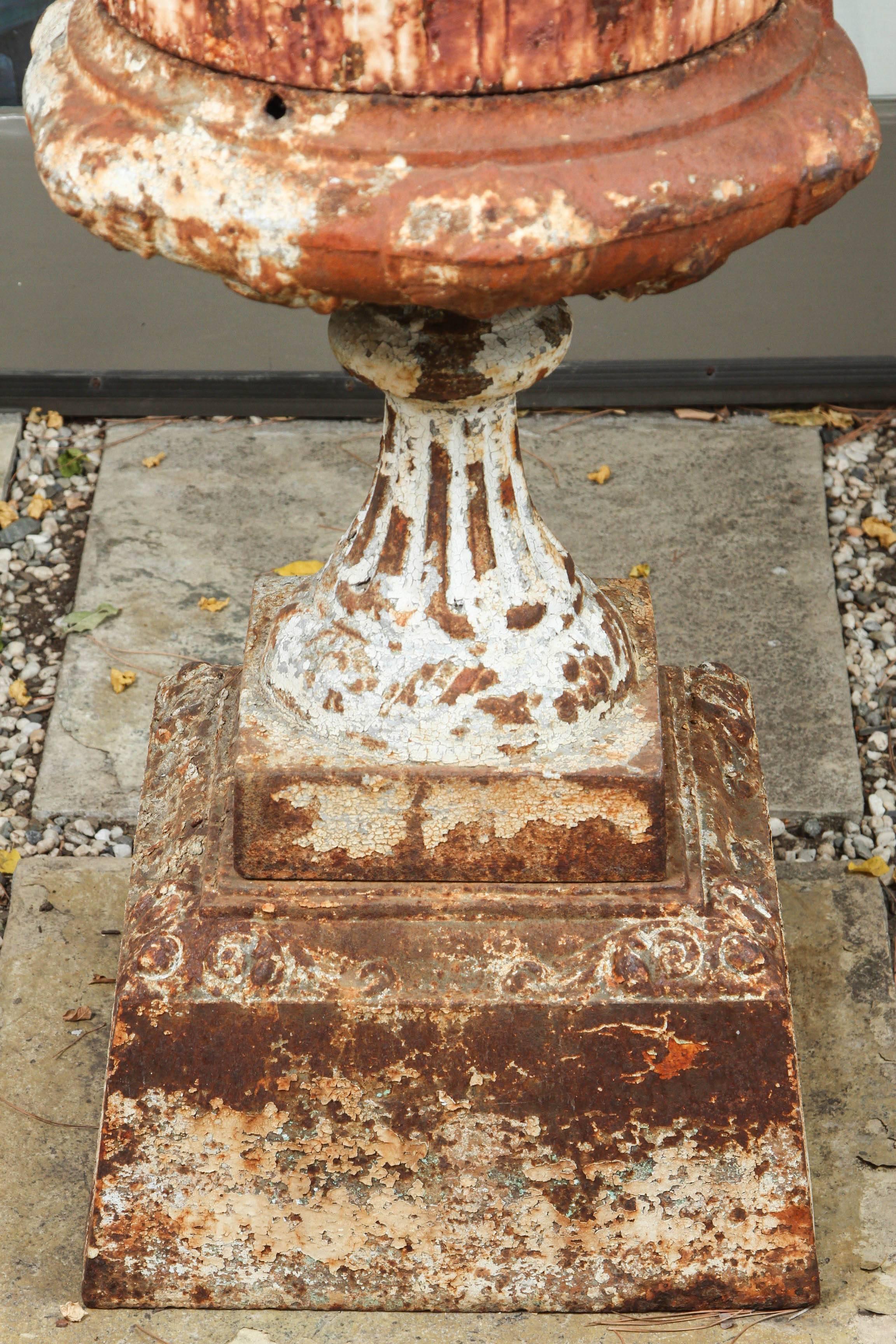 American Large Late 19th Century Cast Iron Garden Urn