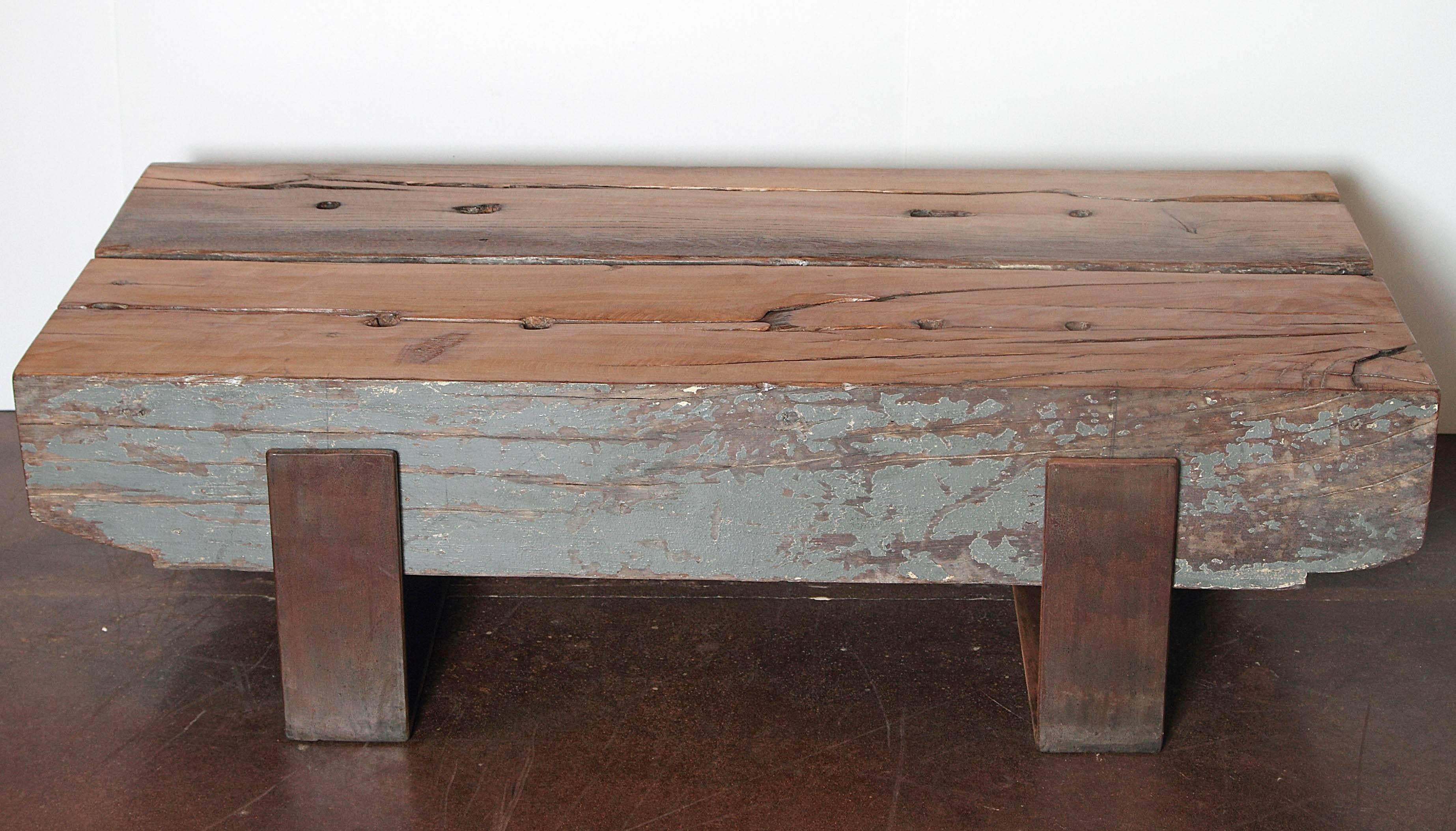 Patinated Antique French Architectural Elements as Modern Coffee Table