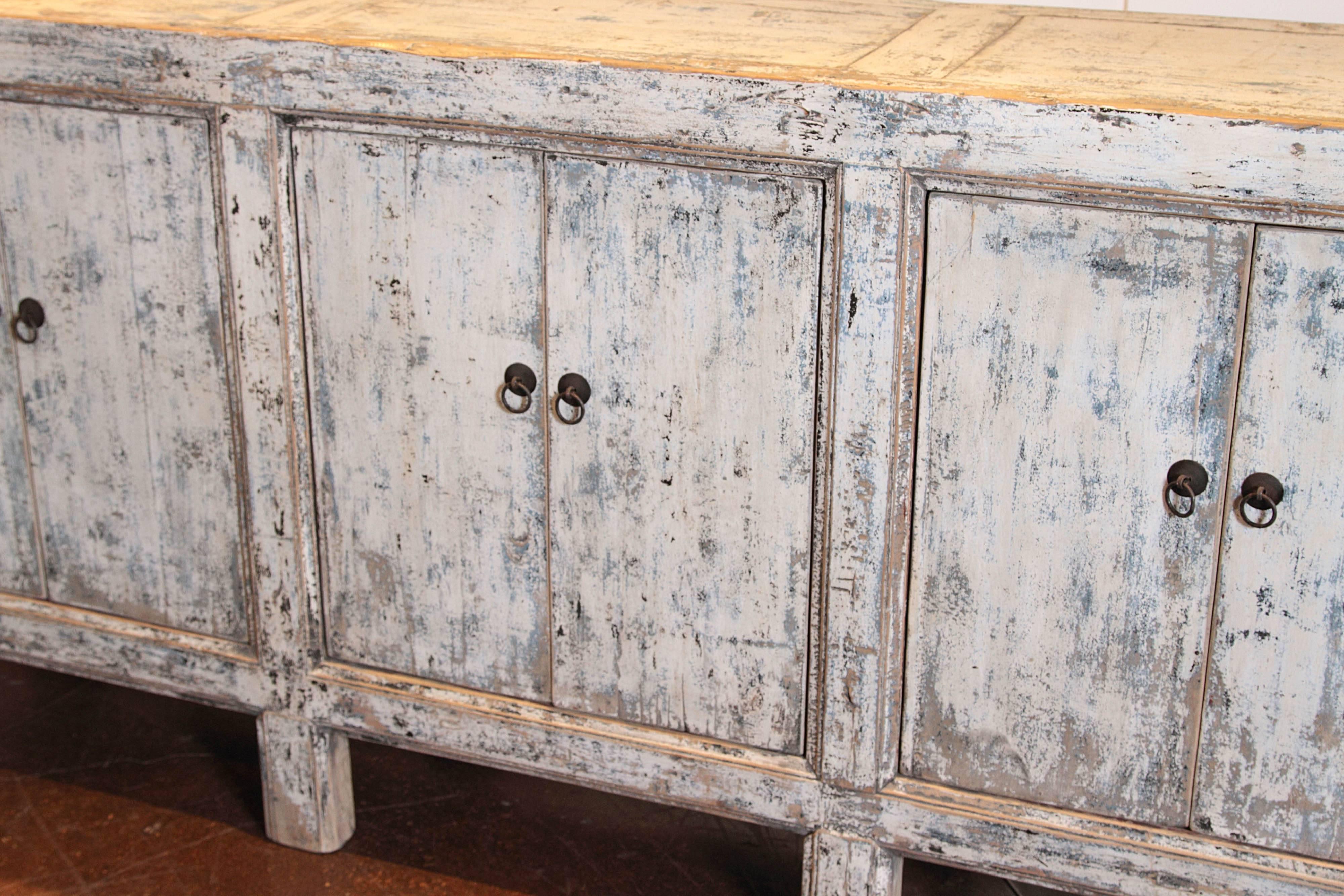 Six-Door White Distressed Sideboard 1