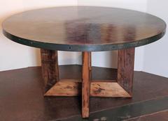 Steel Banded Zinc Top Dining Table