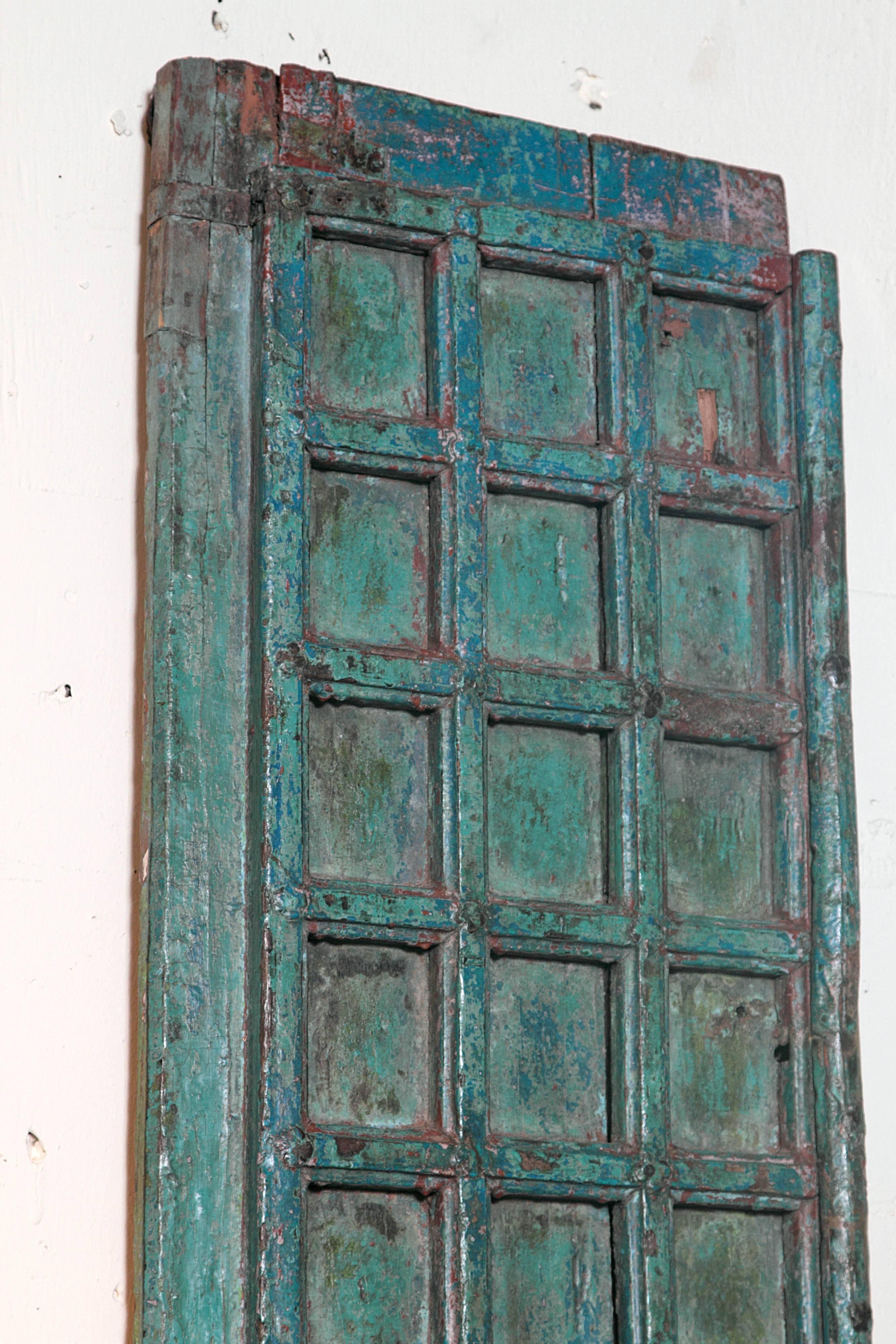 Hand-Painted Pair of Antique Palace Doors in Original Patina