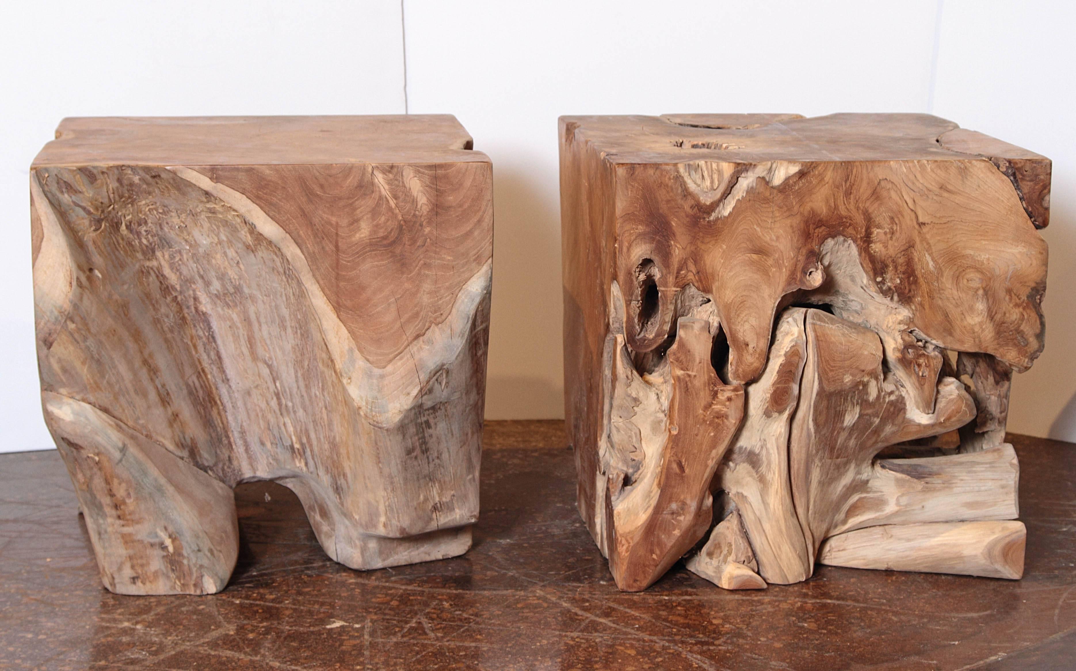 Modern Organic Teak End Tables  In Good Condition In Dallas, TX