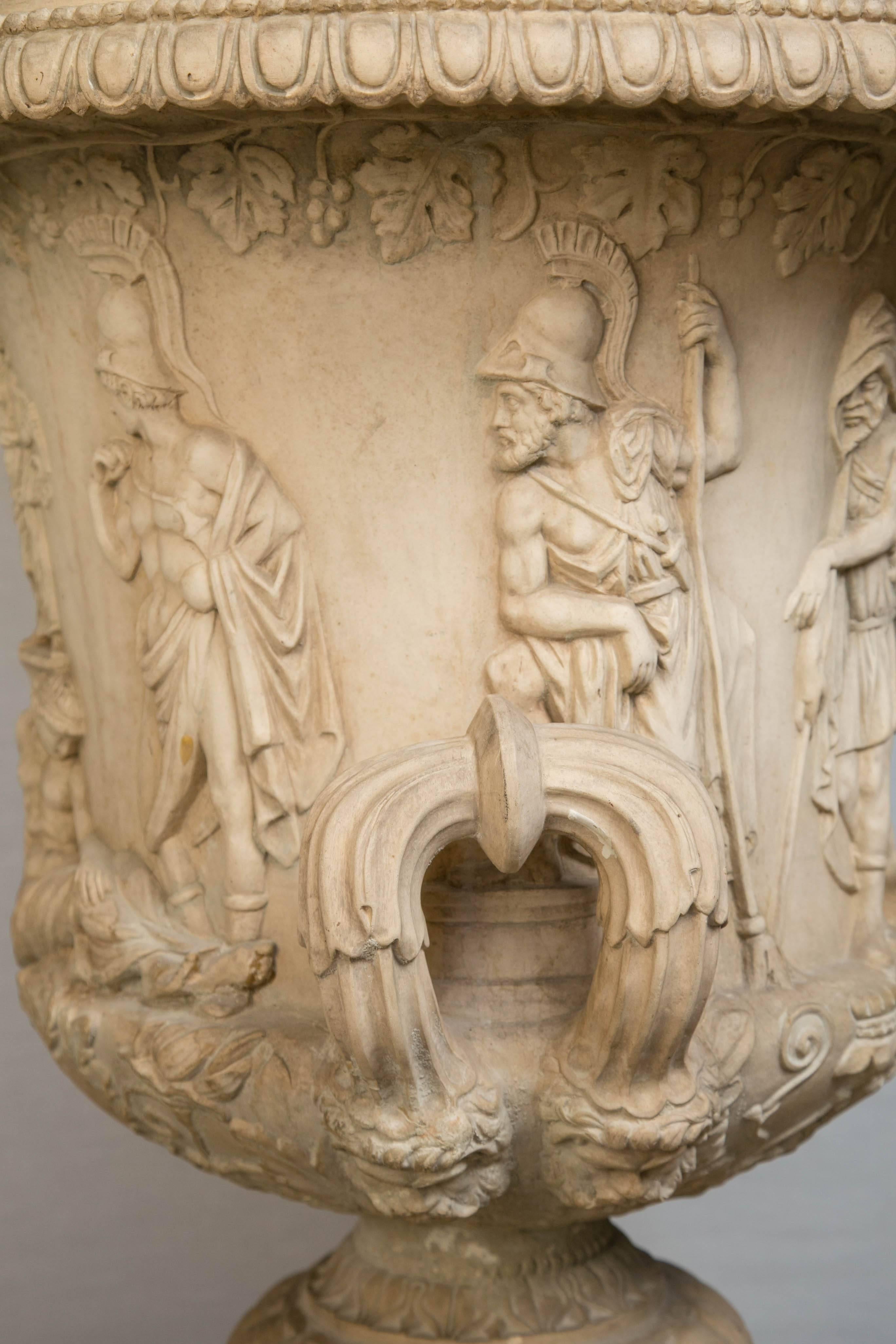 Large Italian White Terracotta Neoclassic Urn For Sale 2