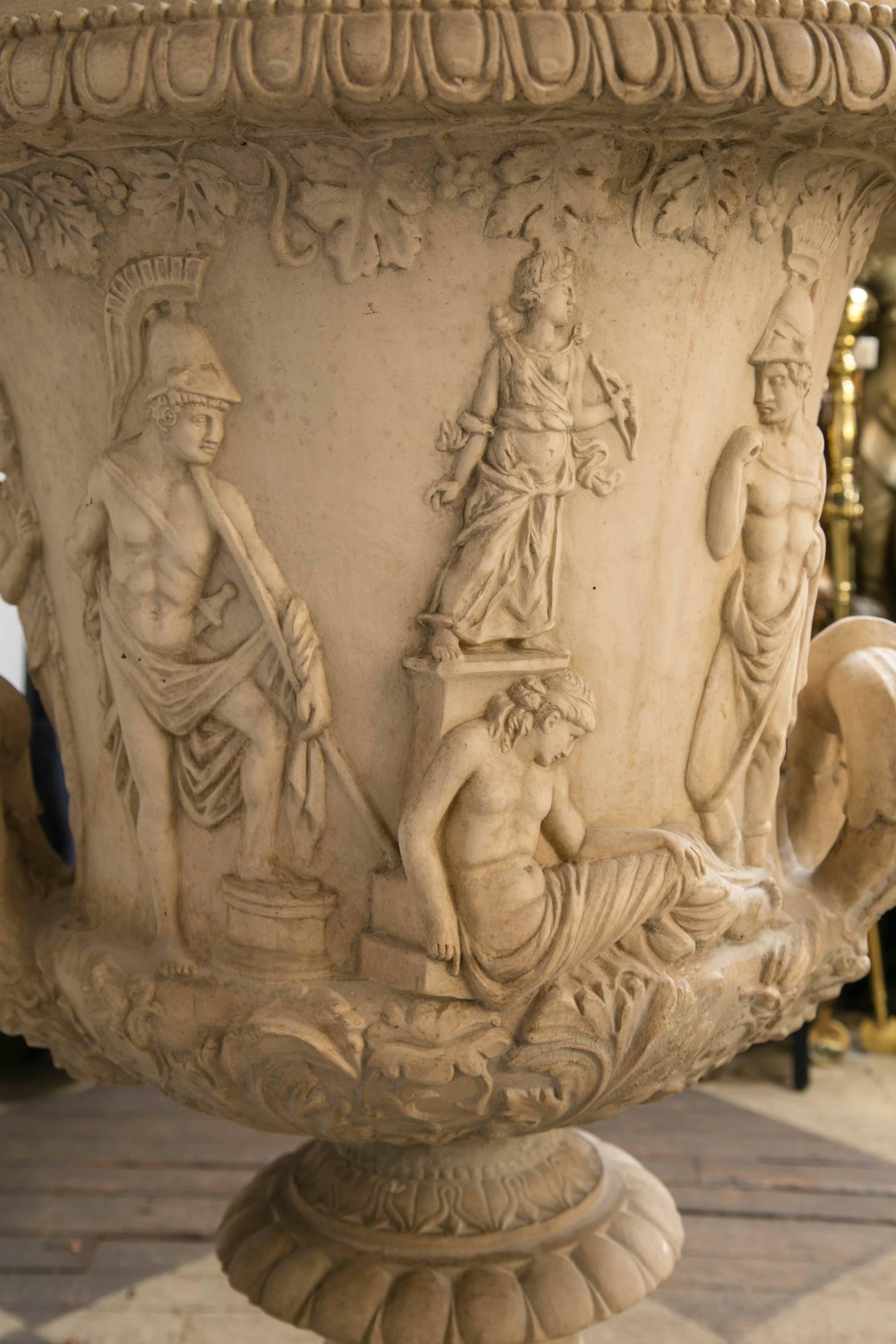 Large Italian White Terracotta Neoclassic Urn For Sale 3