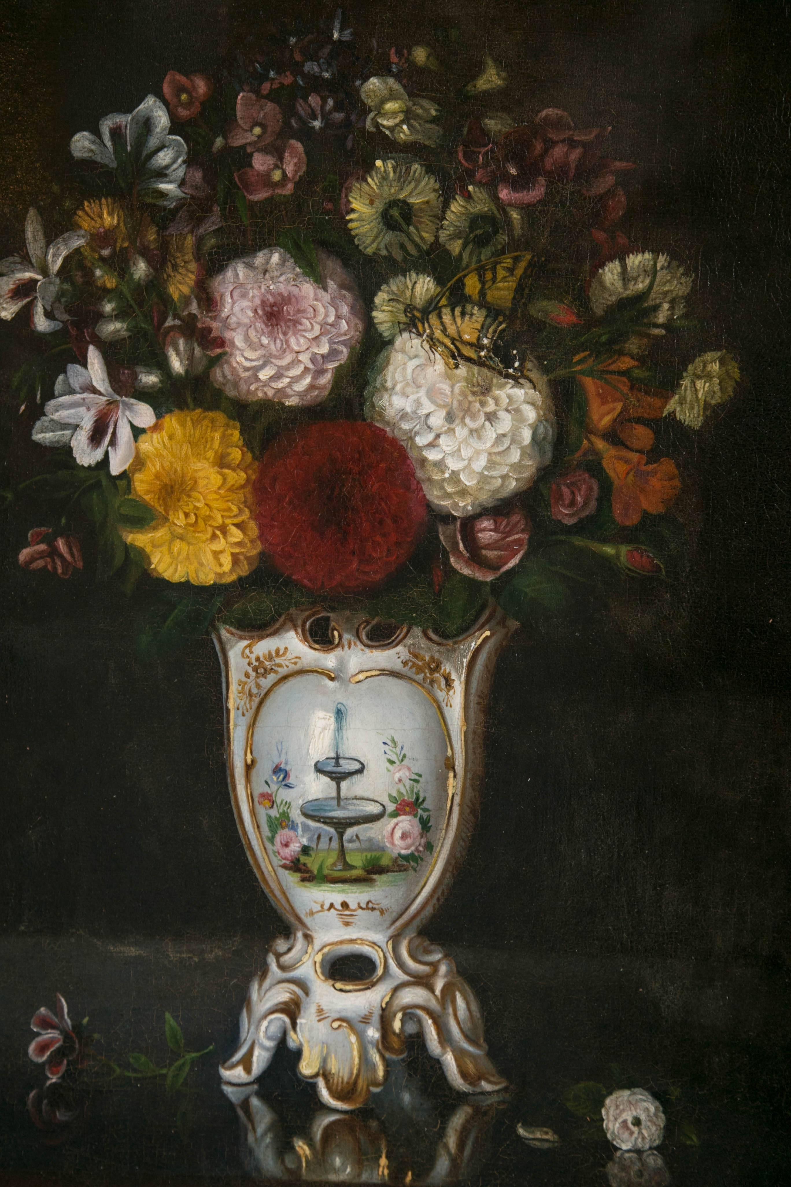 Hand-Painted Pair of 19th Century Continental Still Life Paintings
