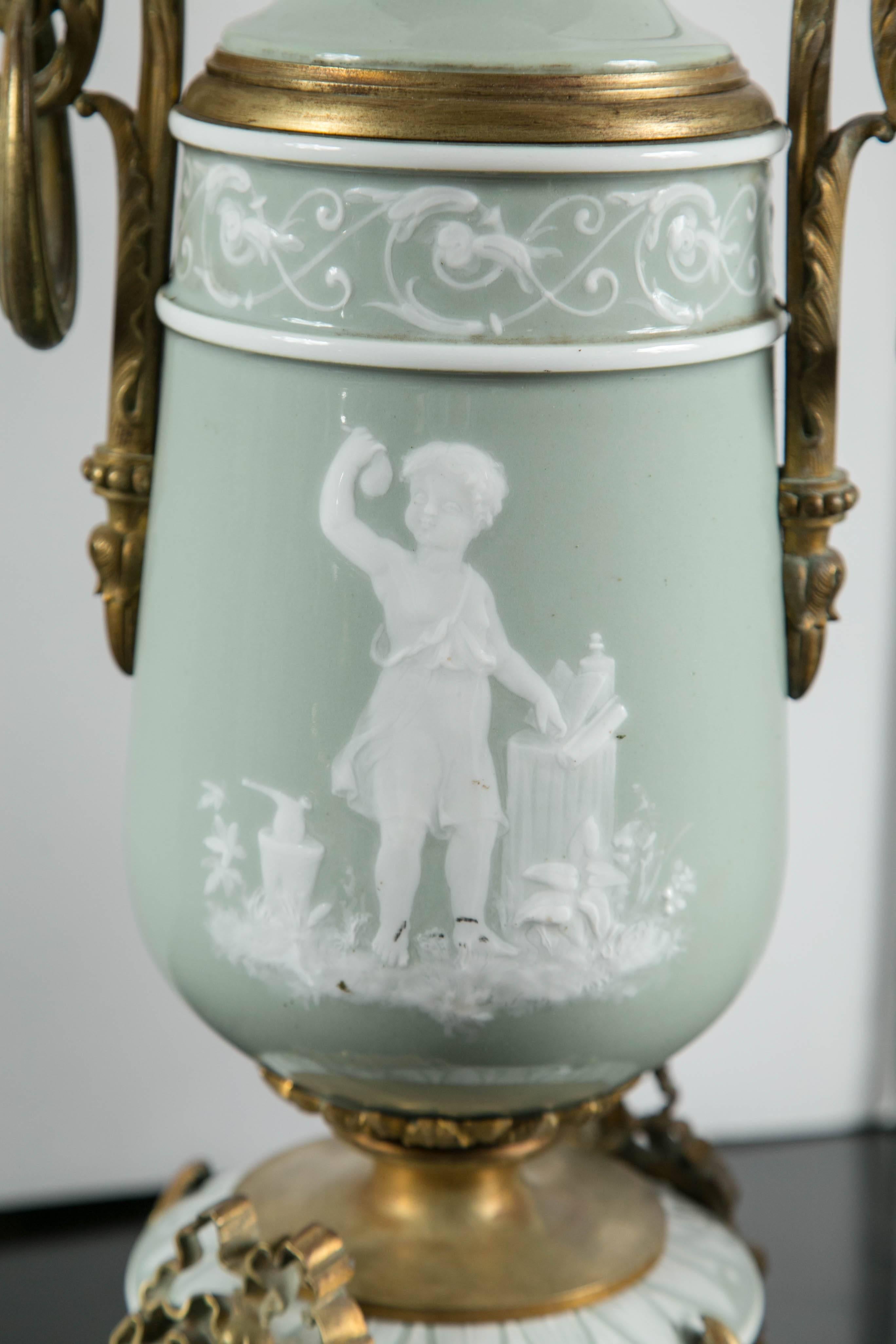 19th Century Pair of Pate Sur Pate Lamps For Sale