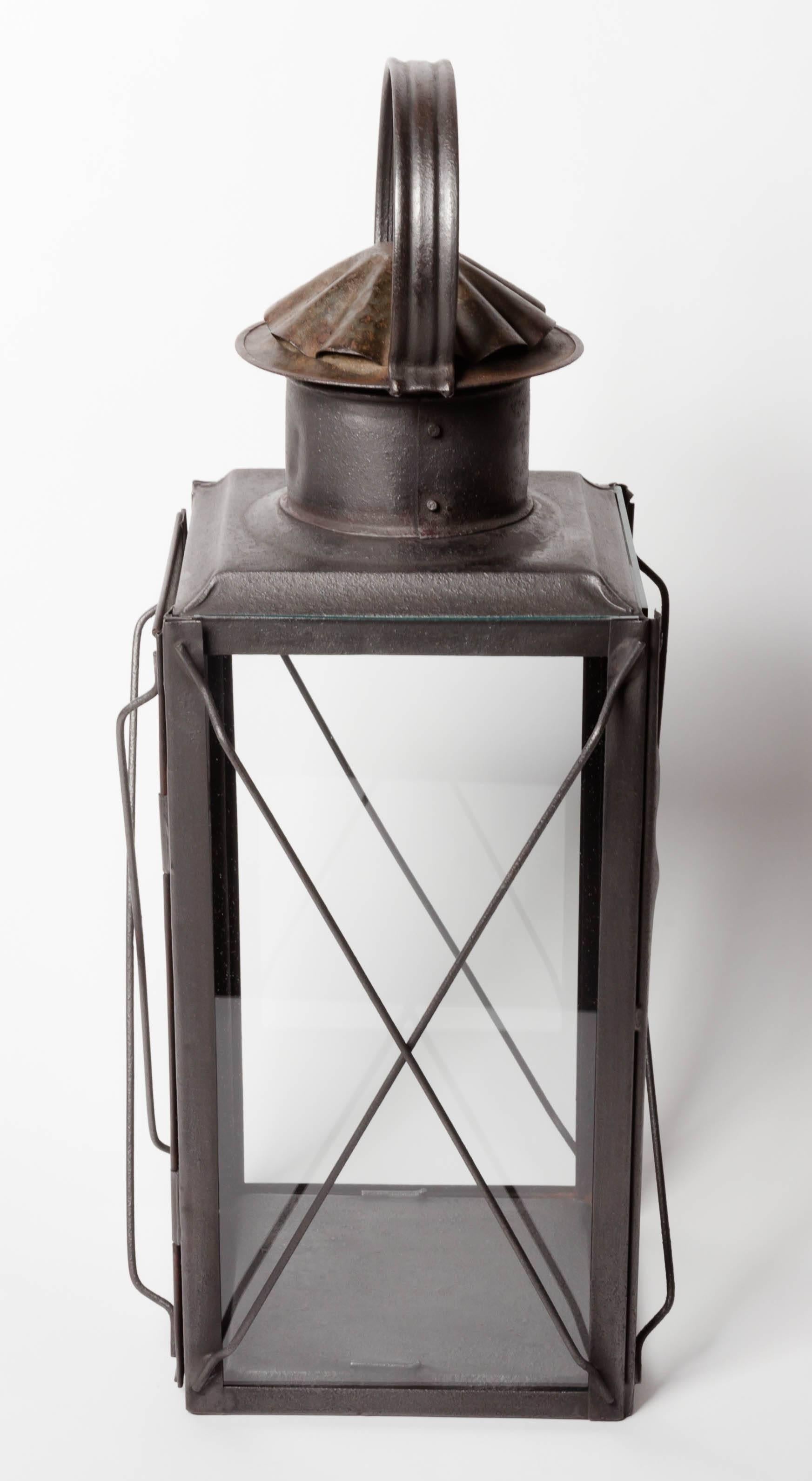 Glazed 19th Century Scottish Glass Side Lantern For Sale