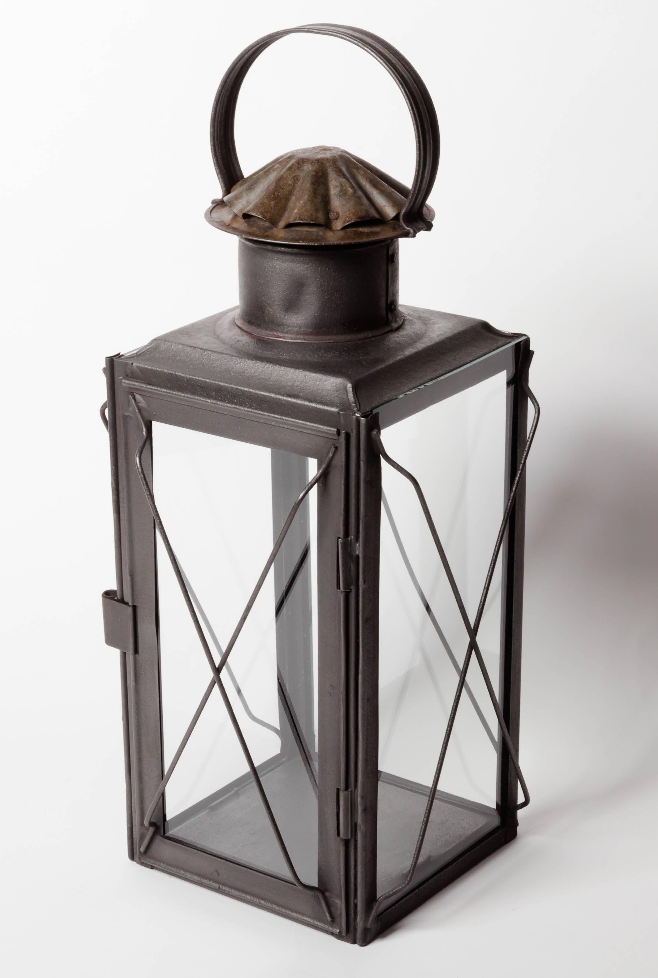 Metal 19th Century Scottish Glass Side Lantern For Sale