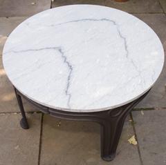 American Industrial Cast Iron Base Table with Marble Top