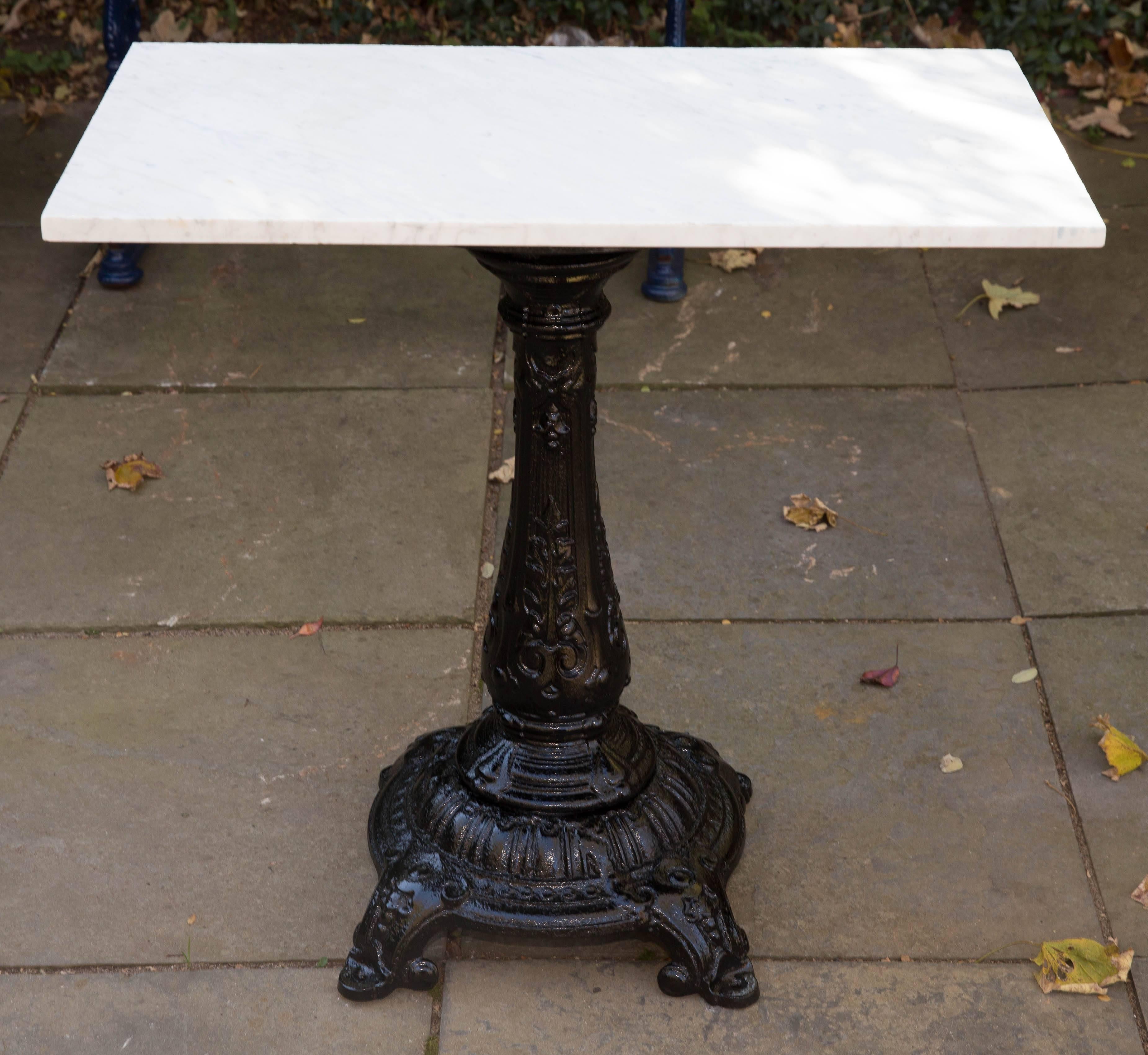 Marble Top Cast Iron Base English 19th Century Pub Table For Sale 1