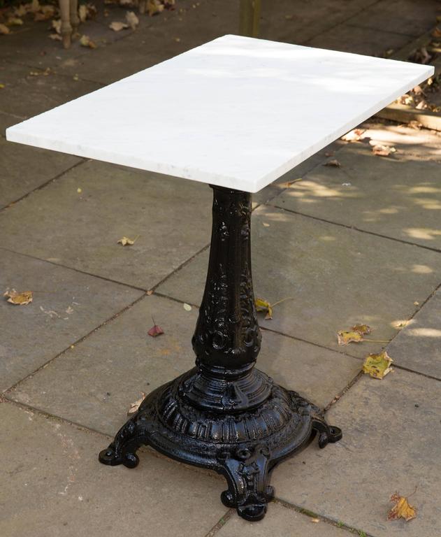Marble Top Cast Iron Base English 19th Century Pub Table For At Marble Top Cast Iron Base English 19th Century Pub Table For 2