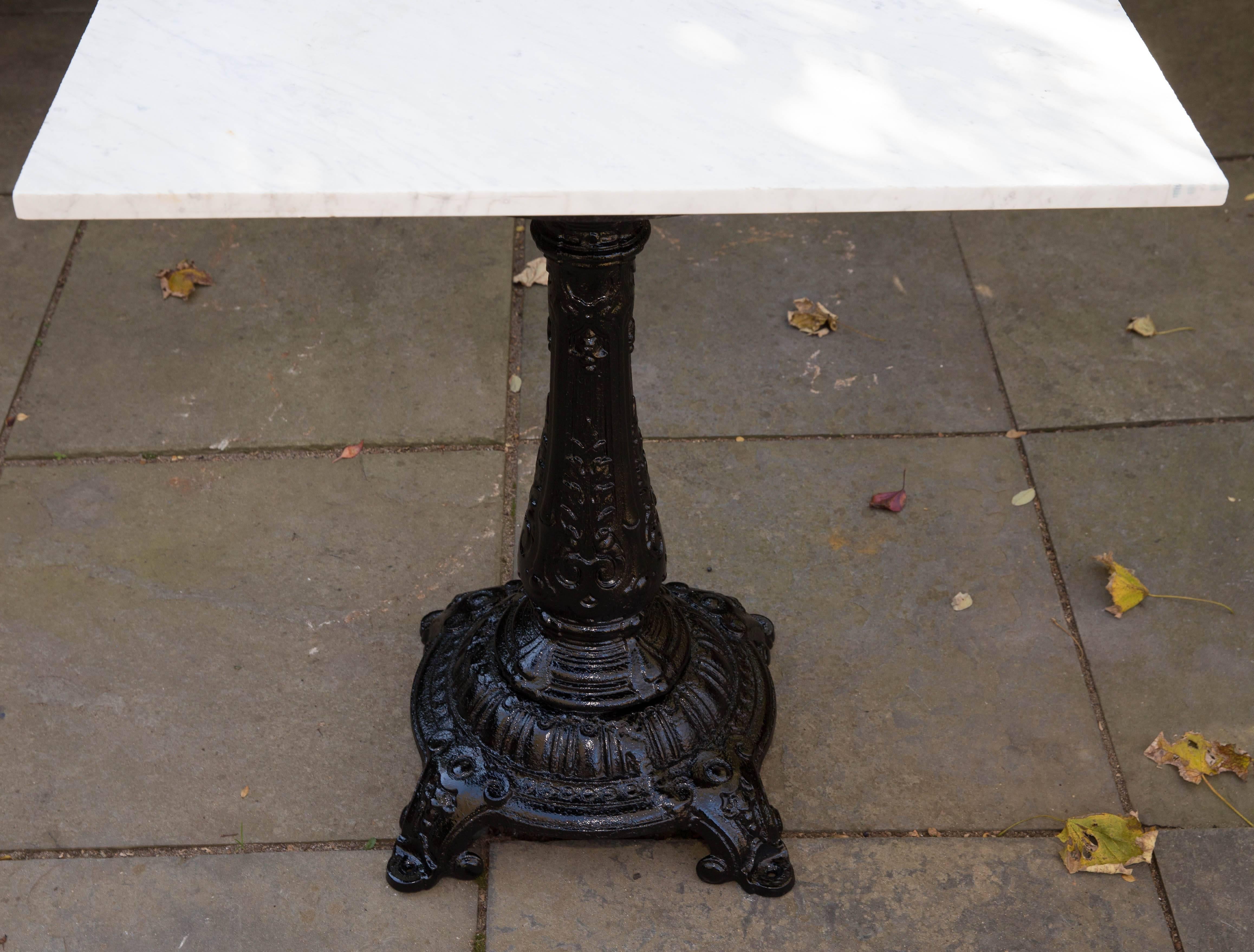 Marble Top Cast Iron Base English 19th Century Pub Table For Sale 3