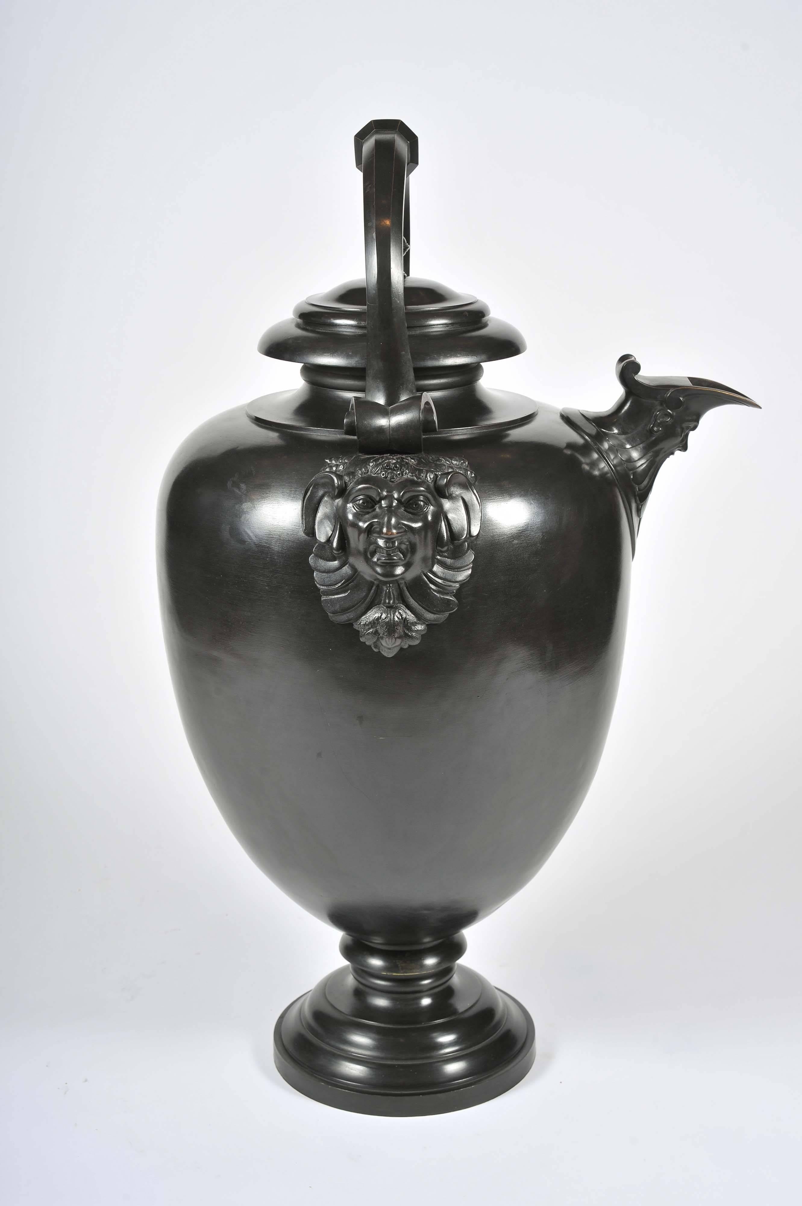 English Italian Patinated Bronze Wine Urn, Dark Brown, 19th century For Sale