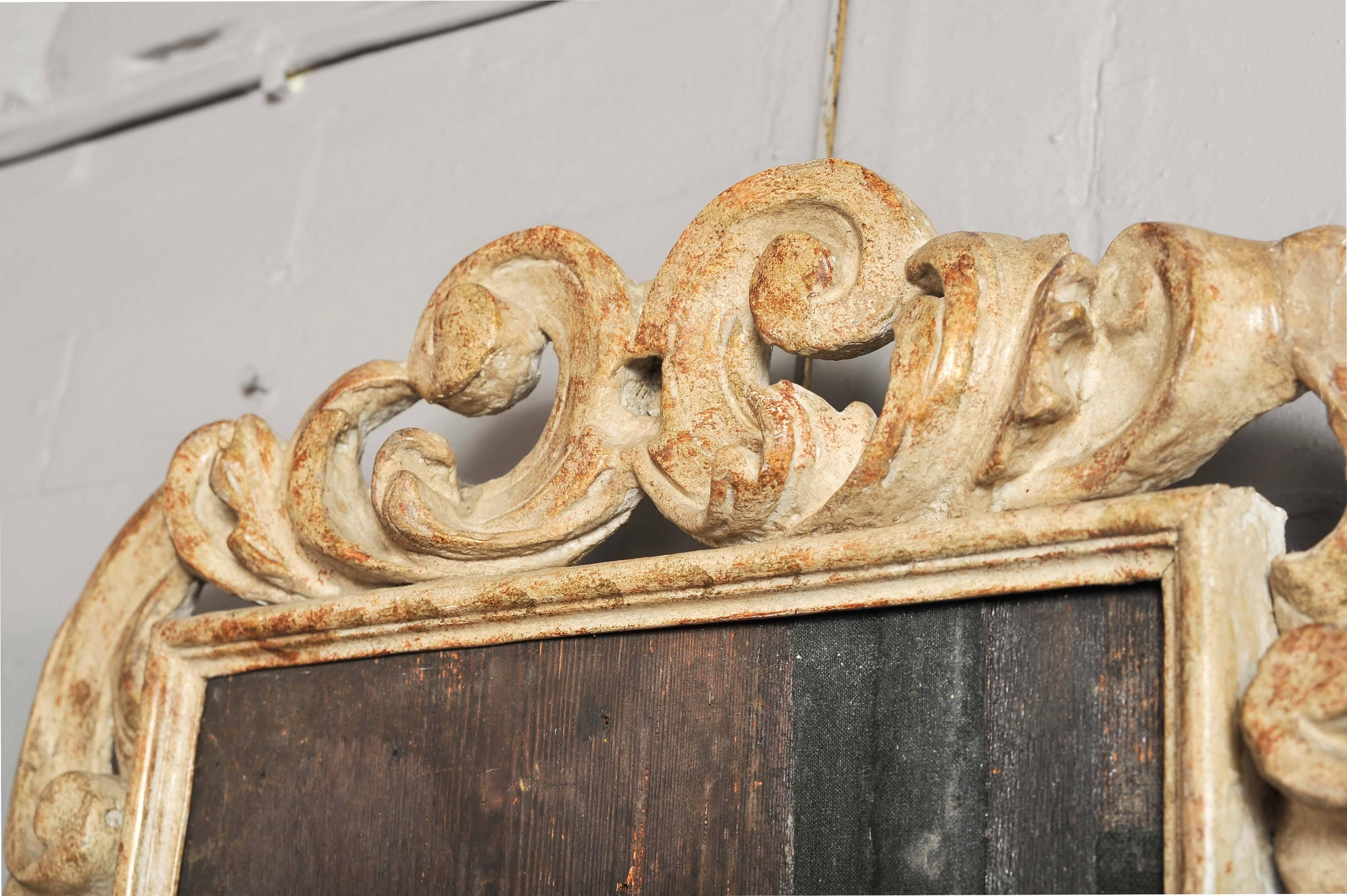 Late 17th Century Pair of 17th Century Italian Baroque Carved Wood Frames, to Simulate Stone