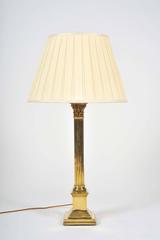 20th Century Brass Table Lamp in the Form of a Corinthian Column with Shade
