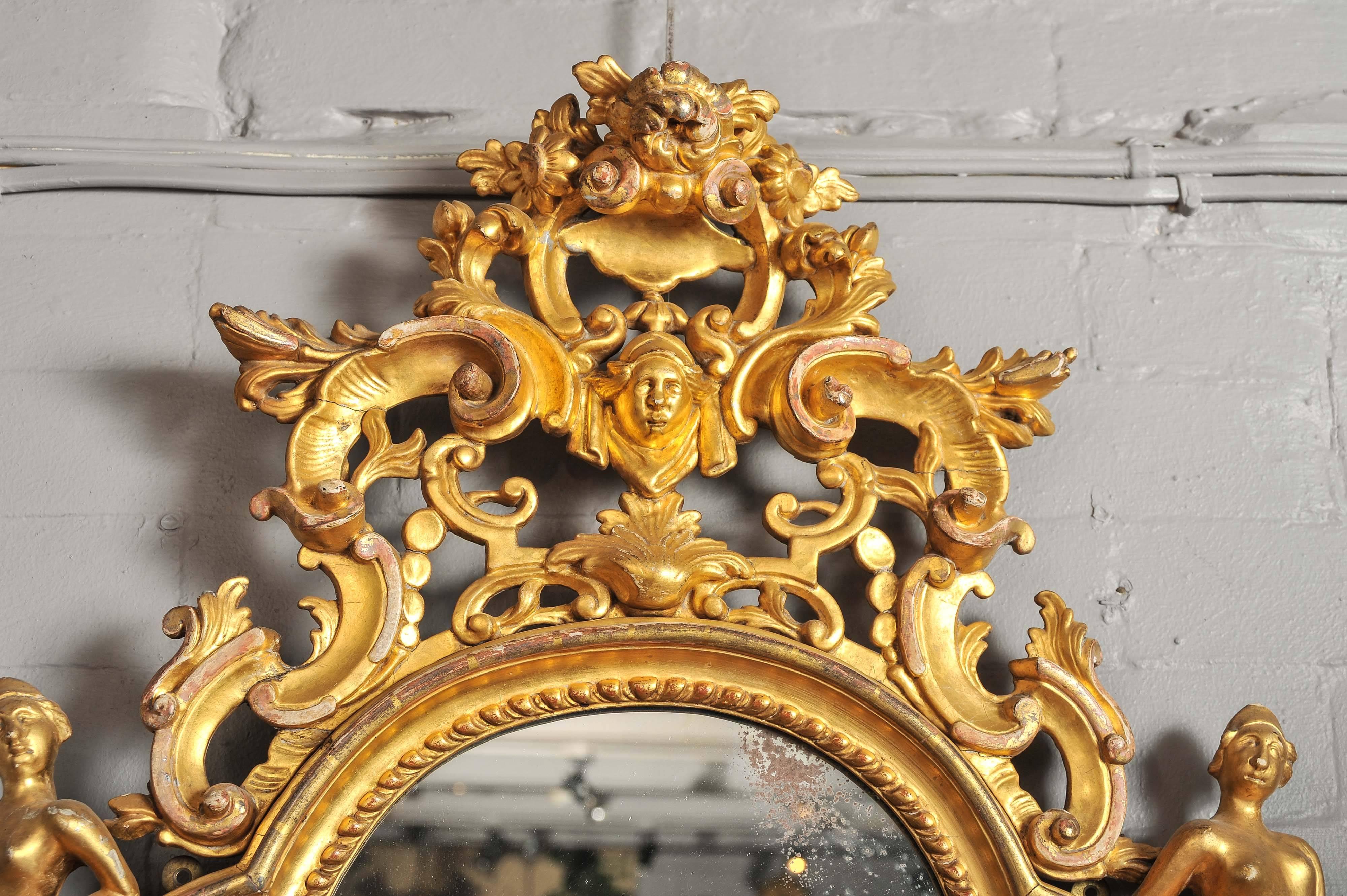 19th Century Mirror, Italian Carved Wood and Water Gilt  In Good Condition For Sale In London, GB