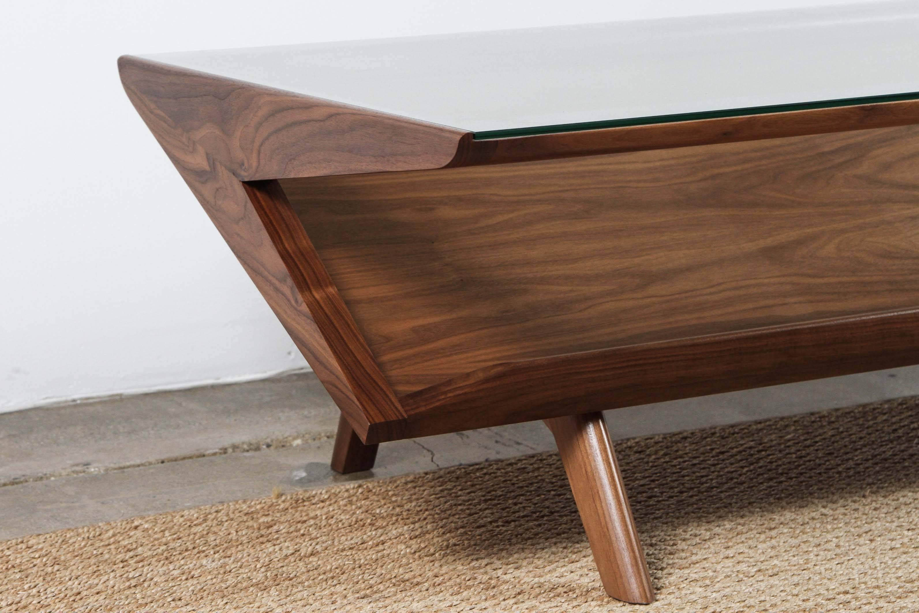 Mid-Century Style Walnut Magazine Coffee Table For Sale 2