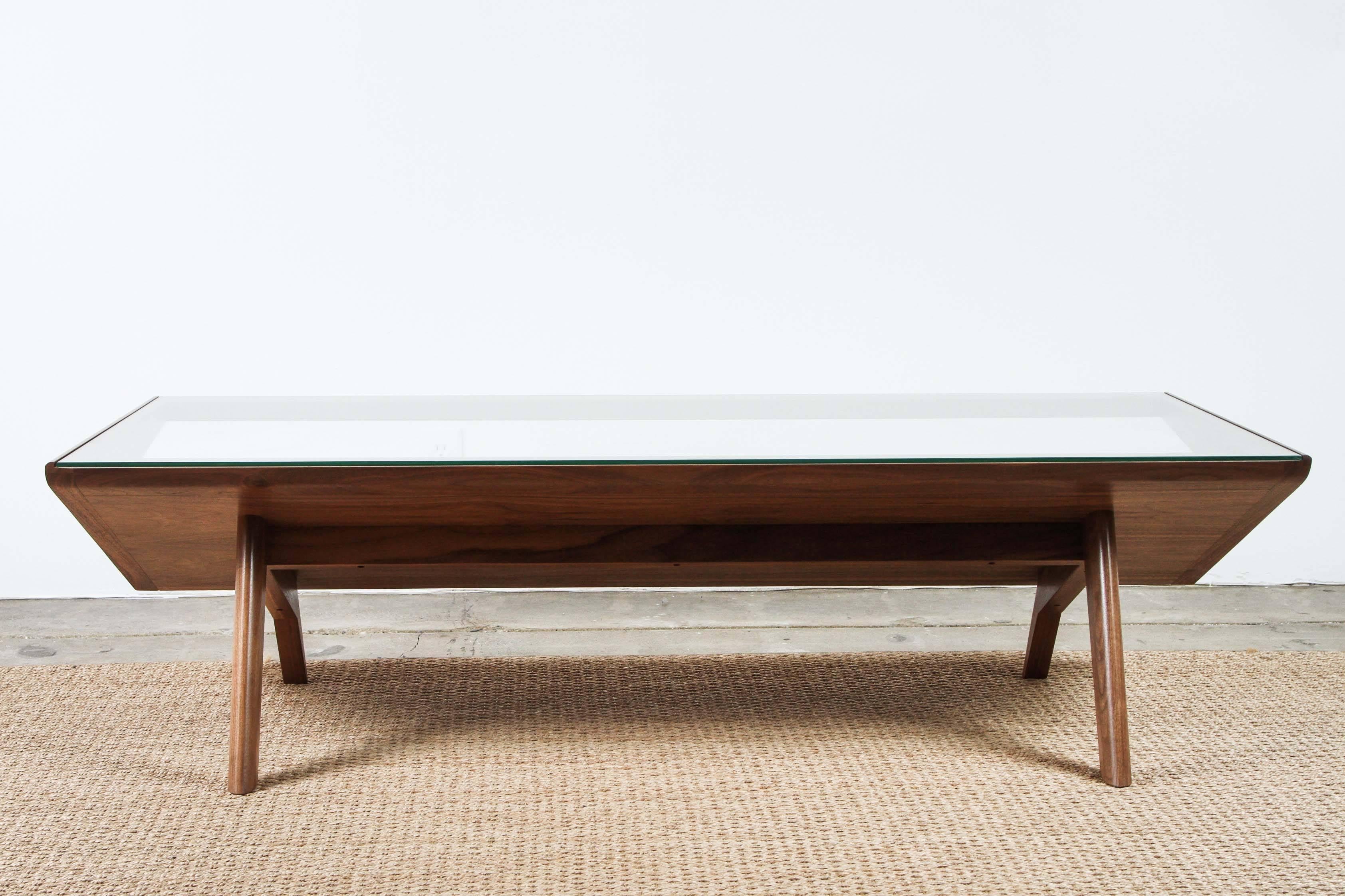 Mid-Century Style Walnut Magazine Coffee Table For Sale 4