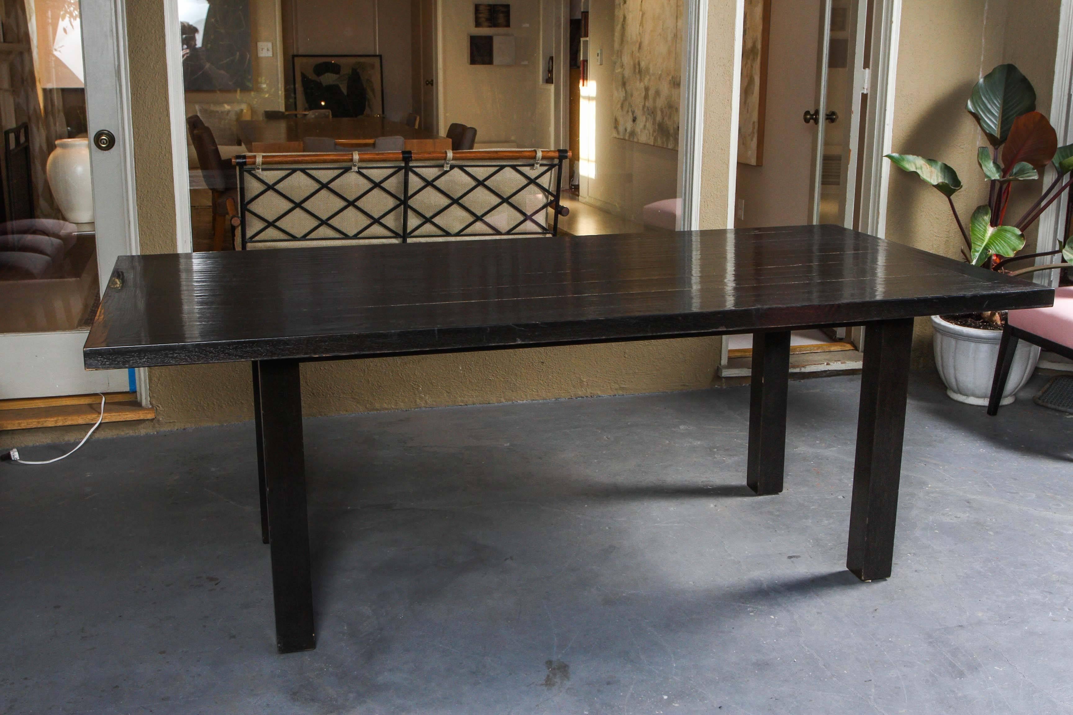 Indoor/Outdoor Mid-Century Dining Table and Chairs In Good Condition For Sale In Santa Monica, CA