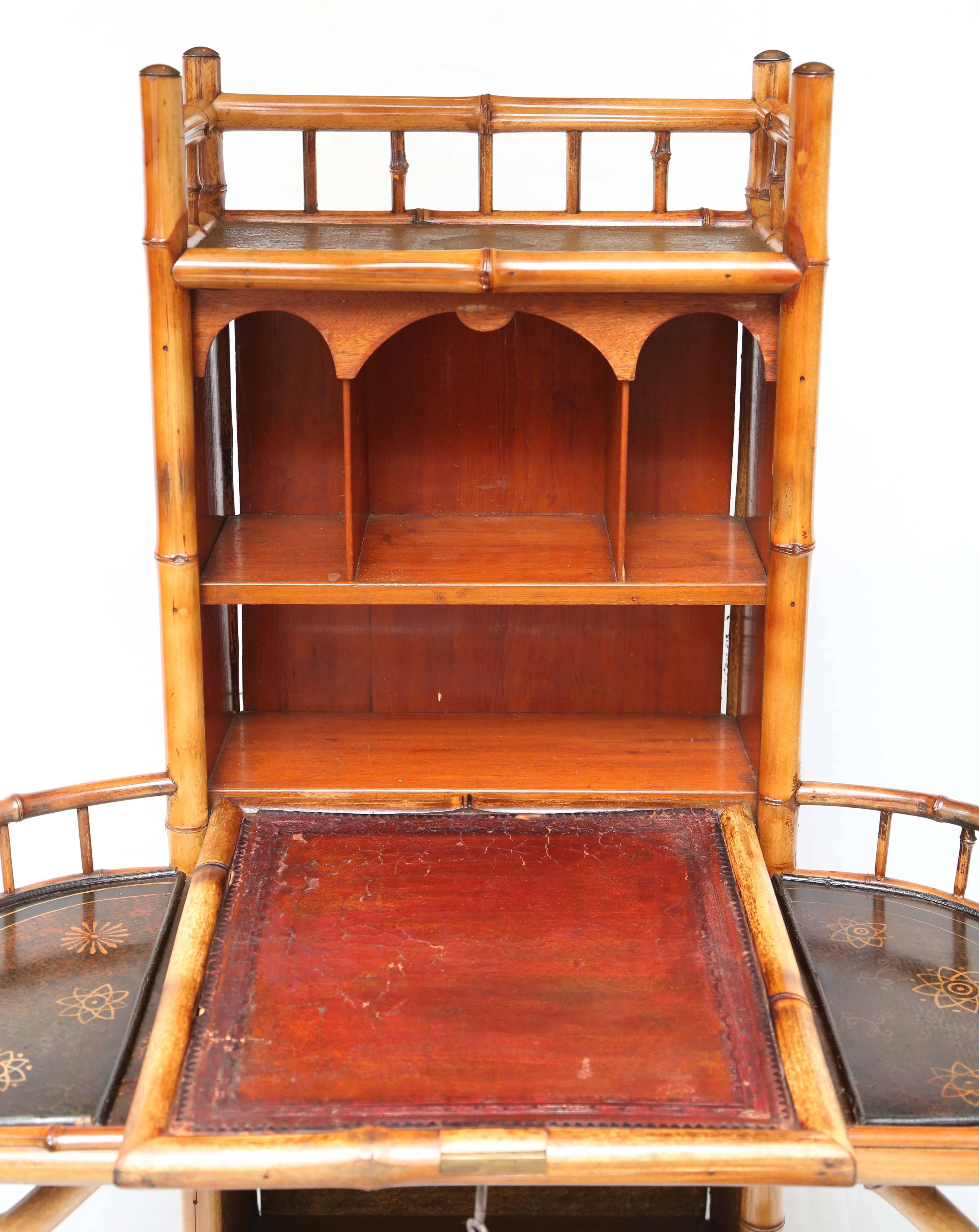 Superb 19th Century English Bamboo Drop Front Writing Desk 5