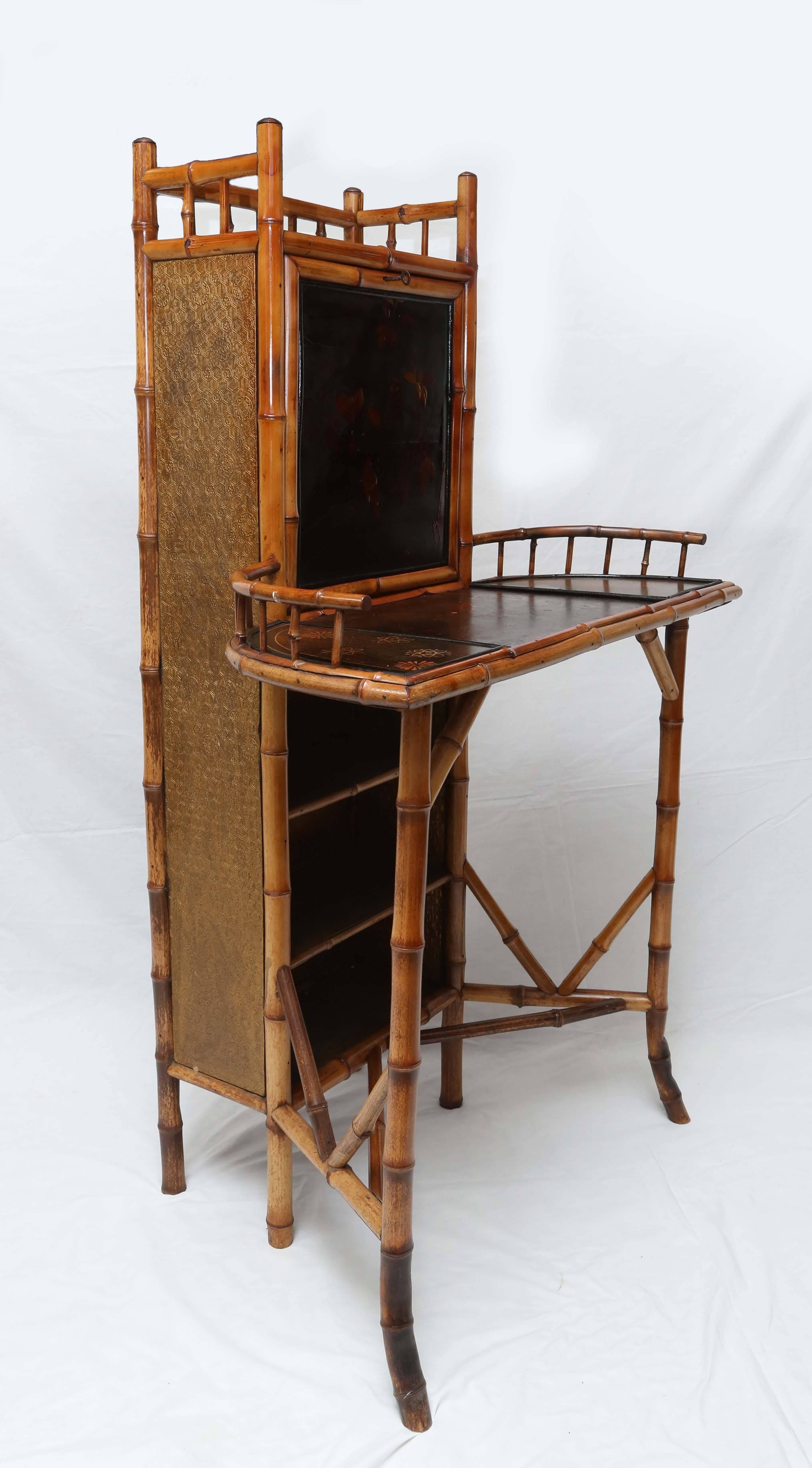 Superb 19th Century English Bamboo Drop Front Writing Desk 6