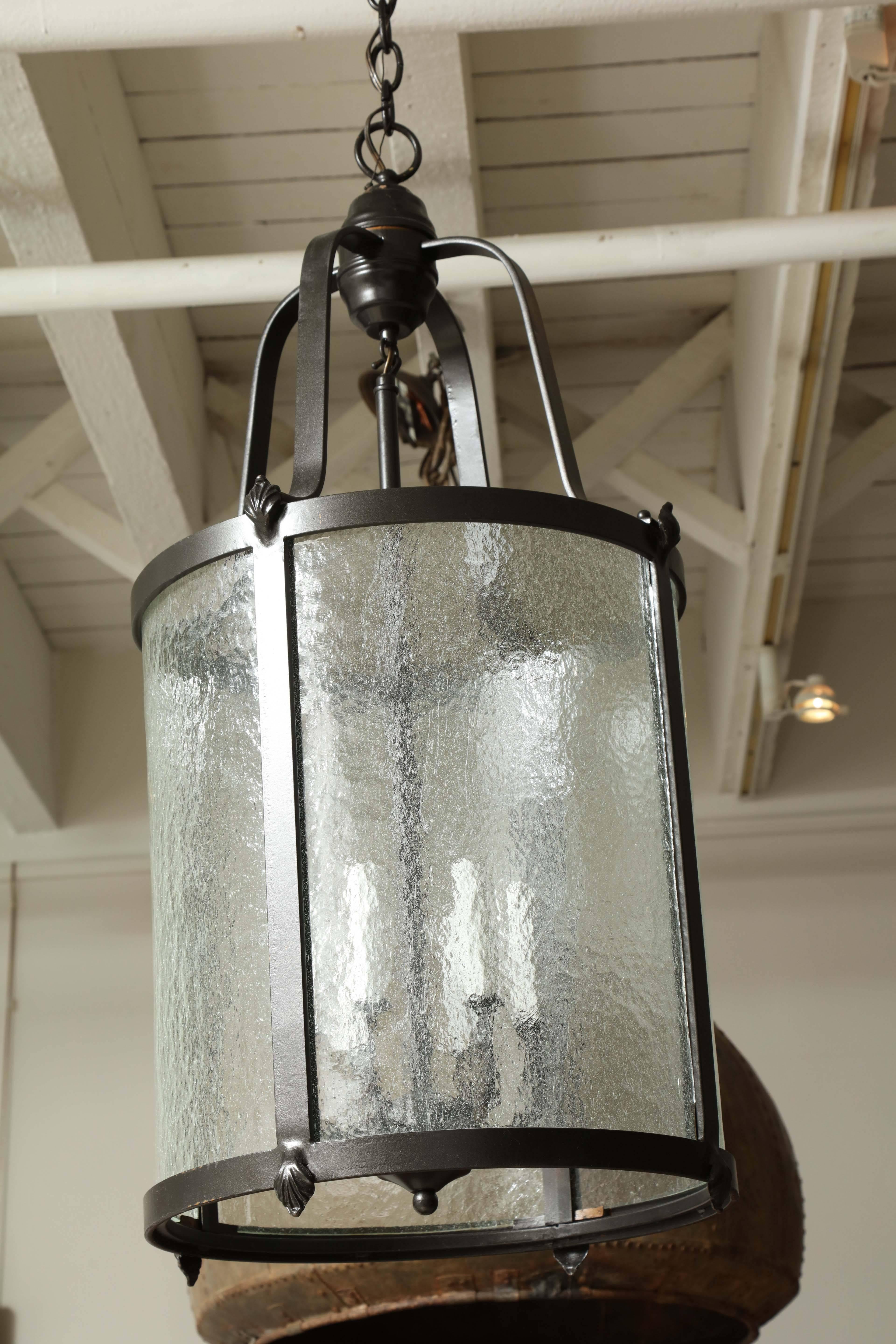 Mid-20th Century Oil-Rubbed Bronze and Glass Chandelier 5