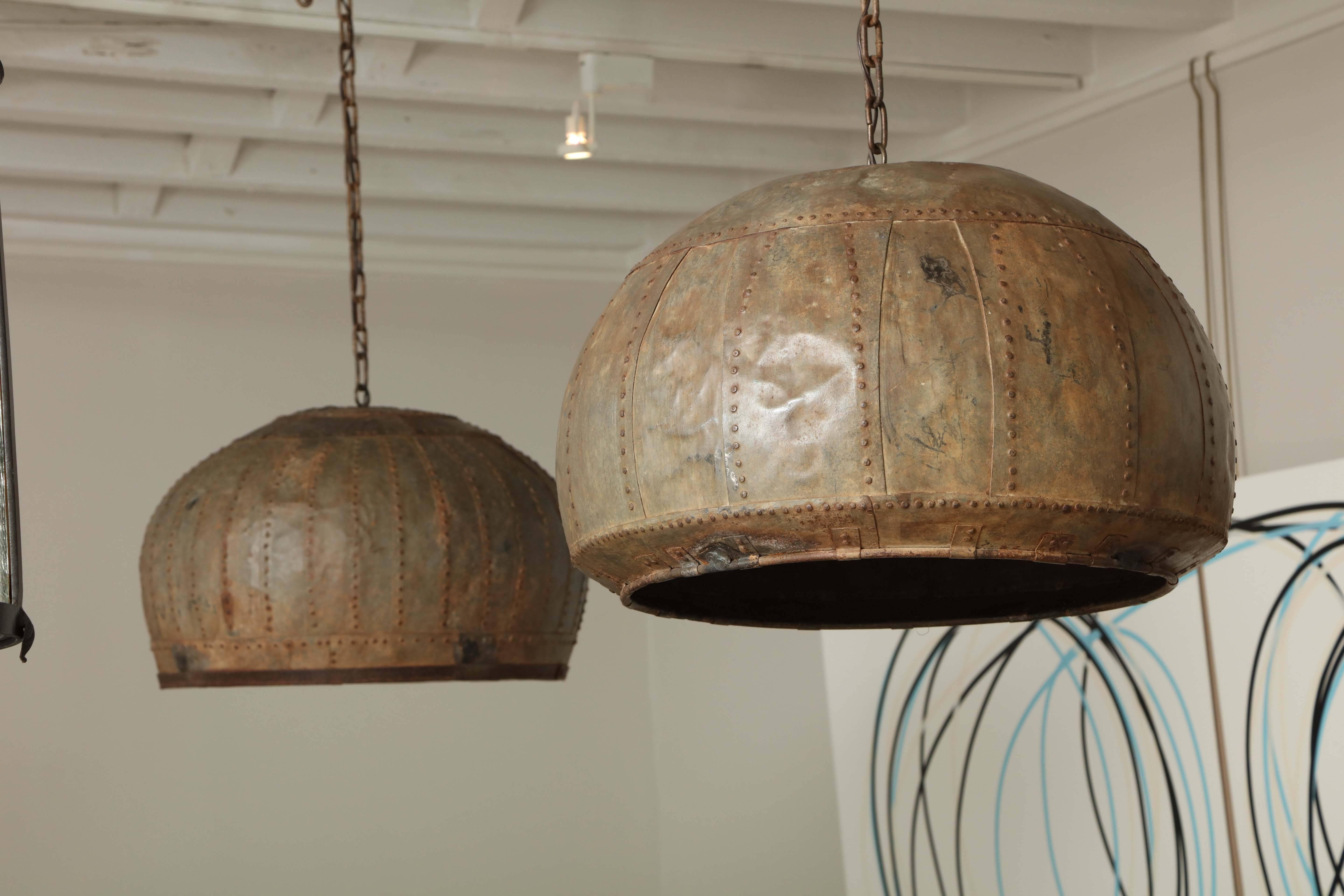 Matched Pair of 19th Century Industrial Riveted Stack Lanterns 6
