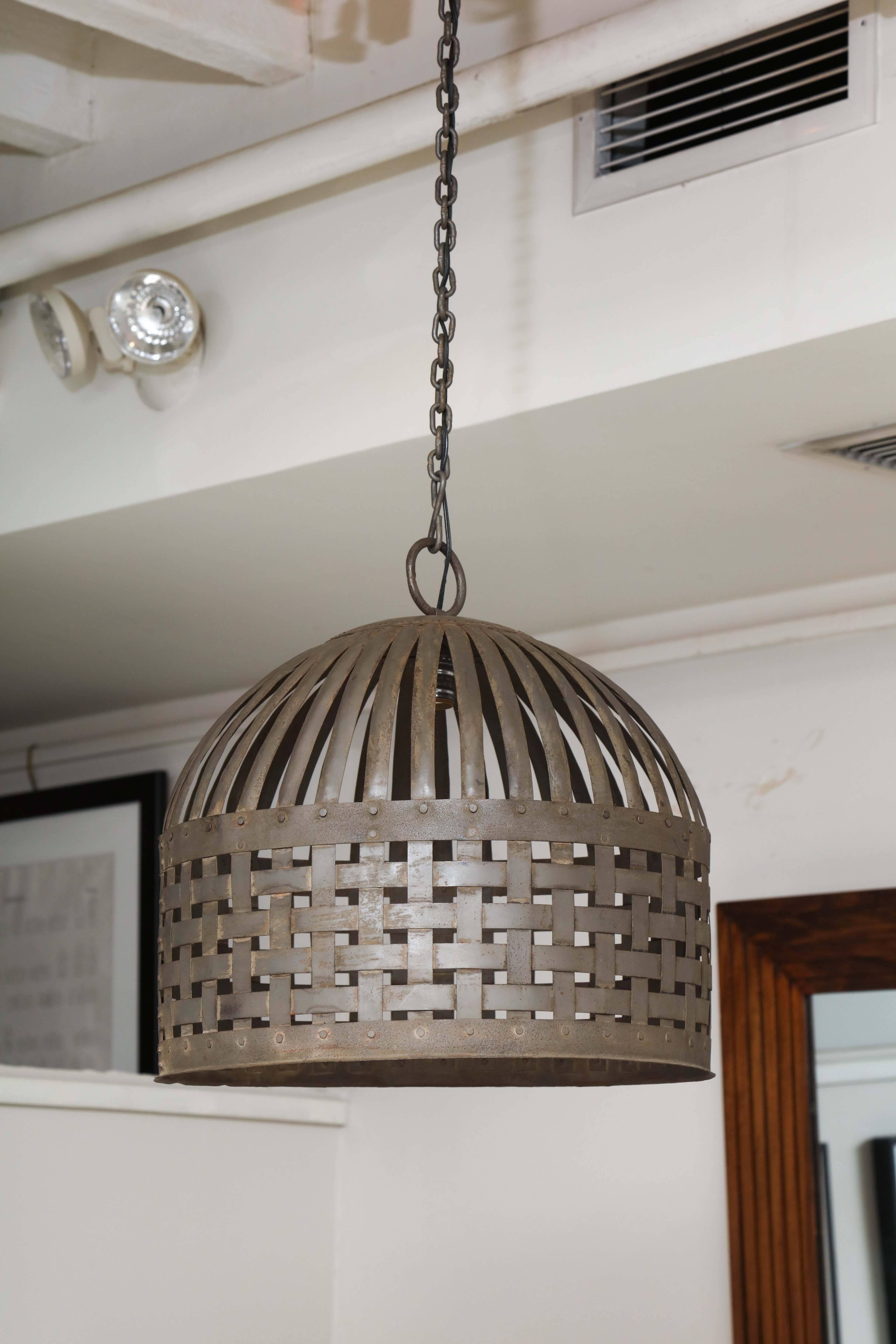 20th century iron cage chandelier.