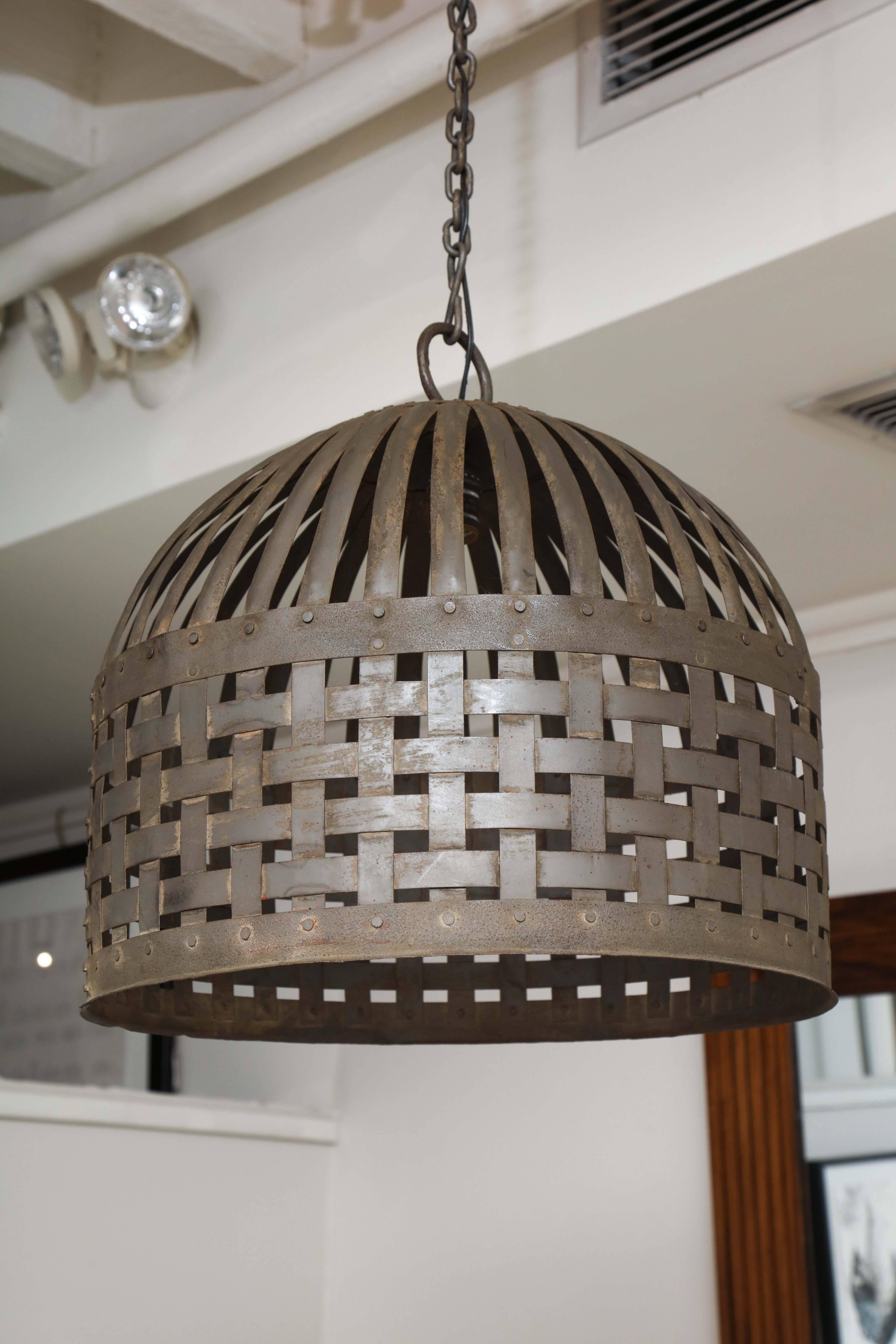 Italian 20th Century Iron Cage Chandelier For Sale