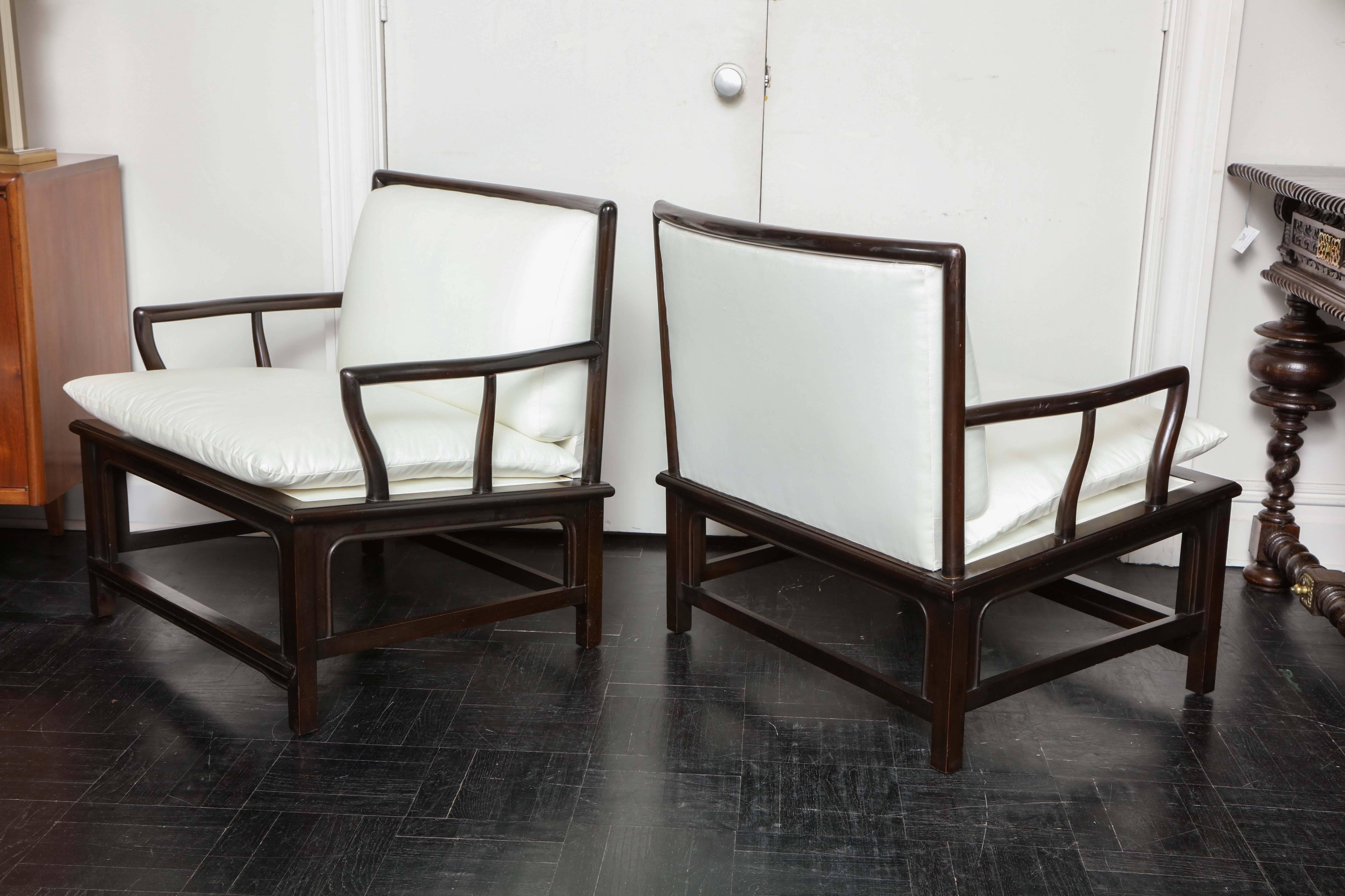 Pair of mid-century ebonized armchairs, 'Widdicomb'.