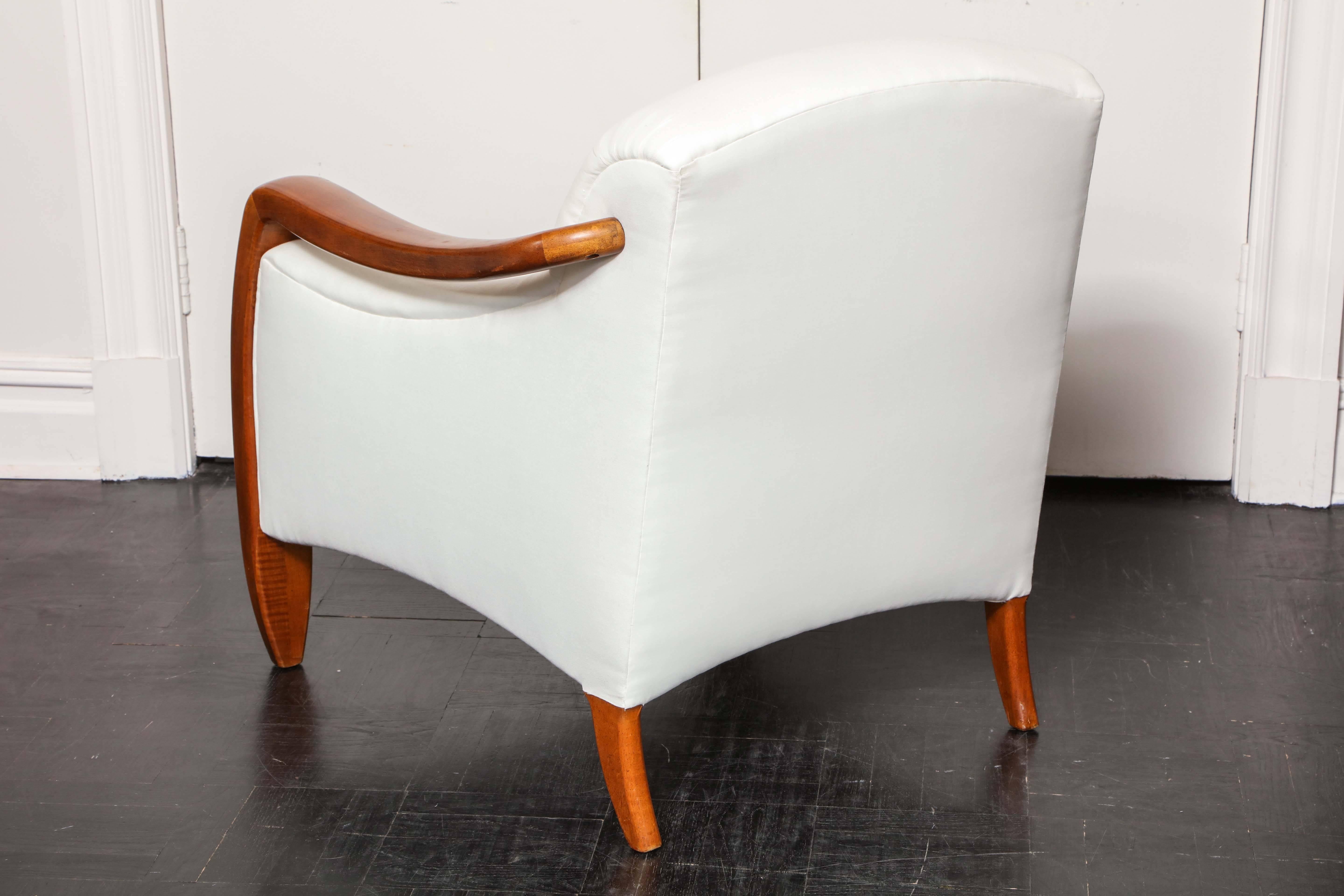 20th Century Walnut Armchair and Ottoman In Good Condition In New York, NY