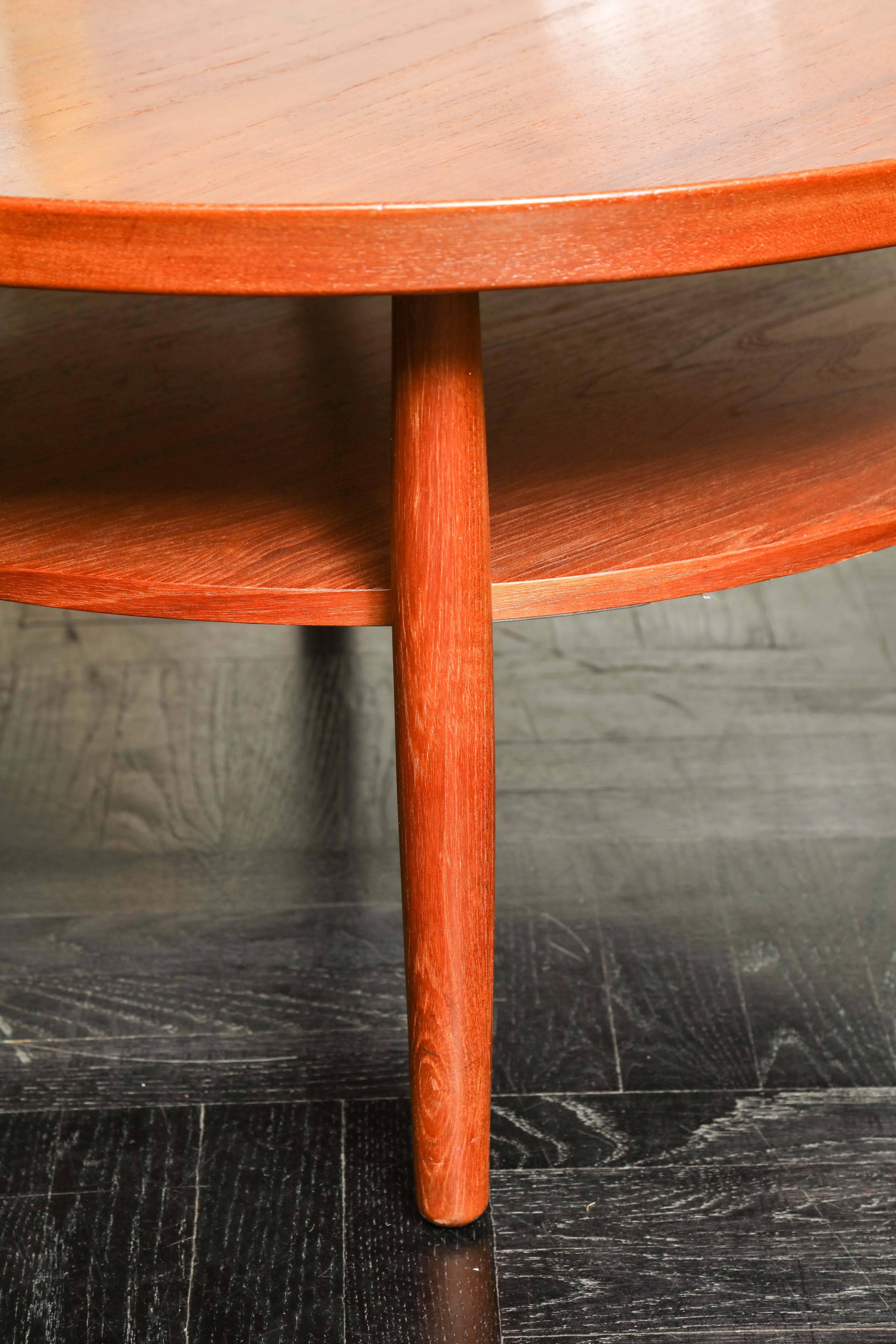 20th Century Mid-Century Circular Teak Two-Tier Cocktail Table