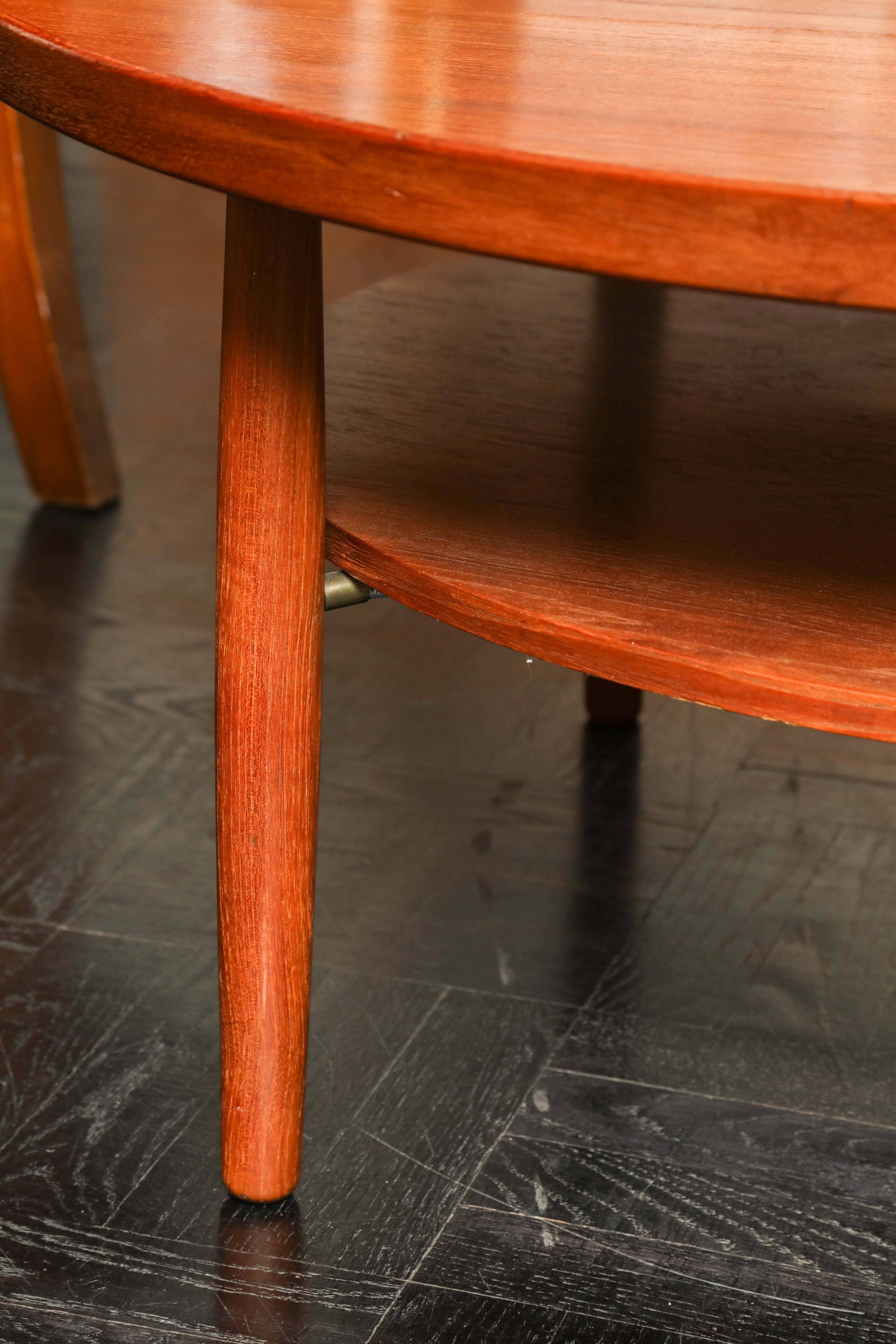 Mid-Century Circular Teak Two-Tier Cocktail Table 1