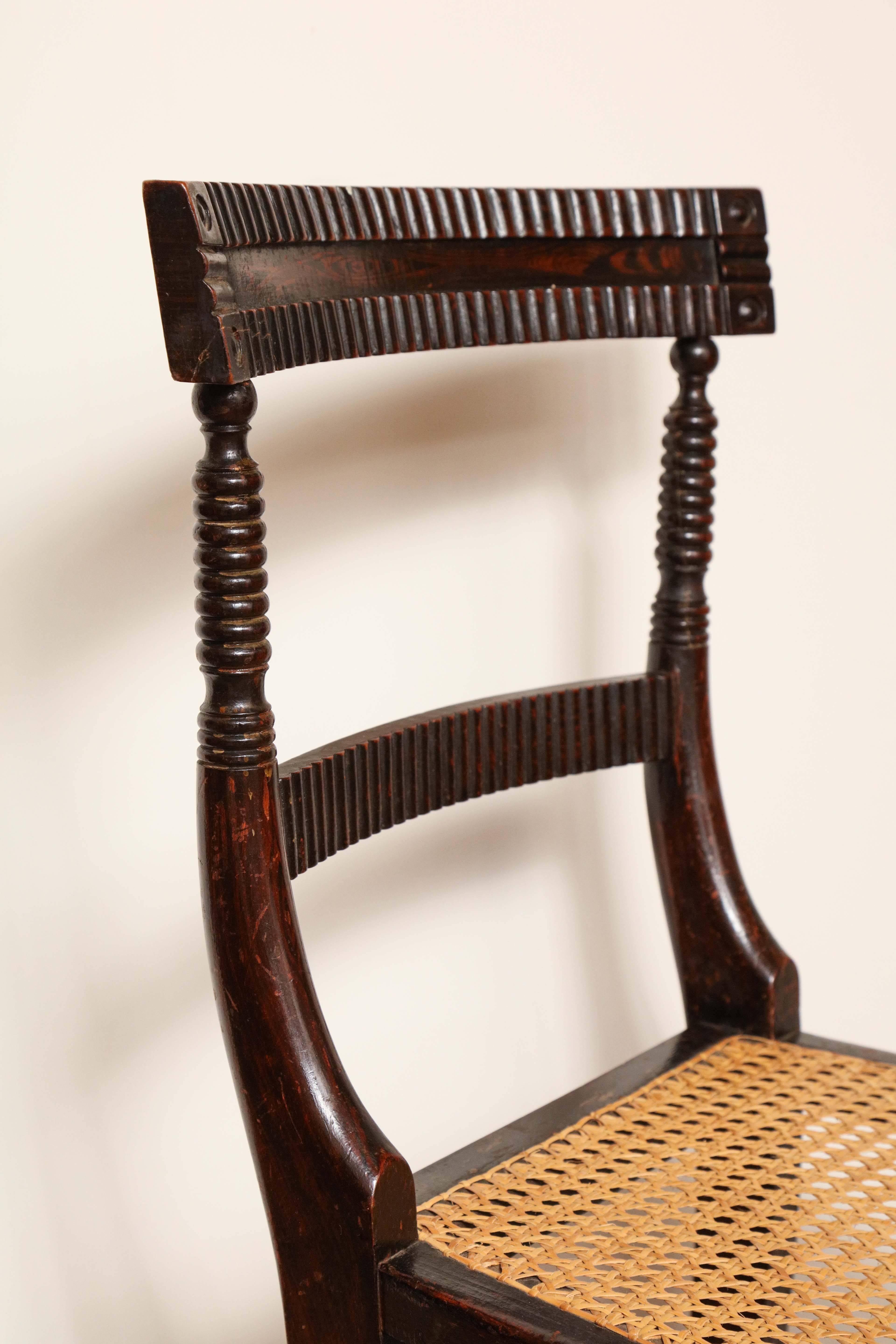 Early 19th Century English Regency Faux Rosewood Caned Chair 2