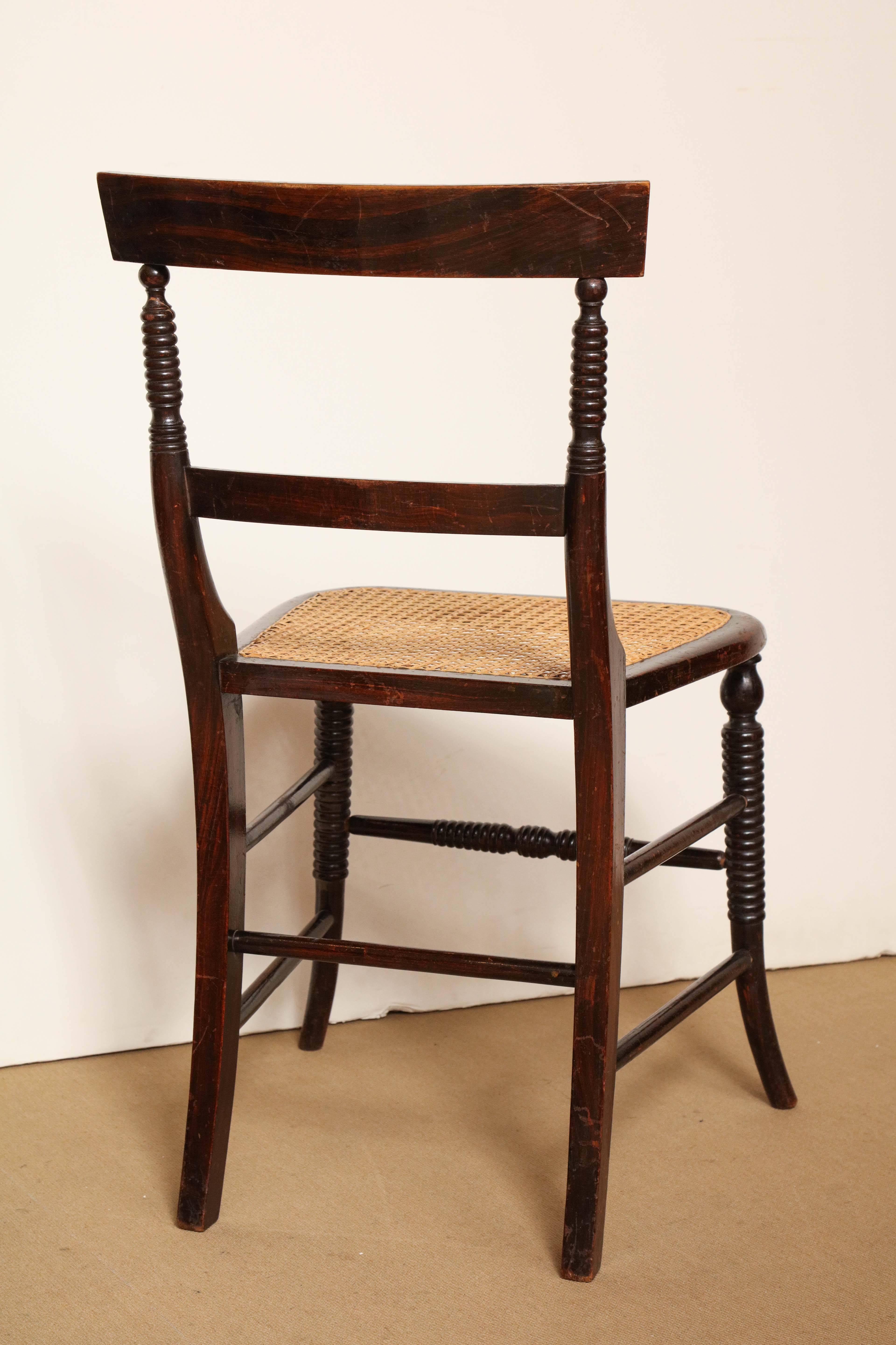 Early 19th Century English Regency Faux Rosewood Caned Chair 5
