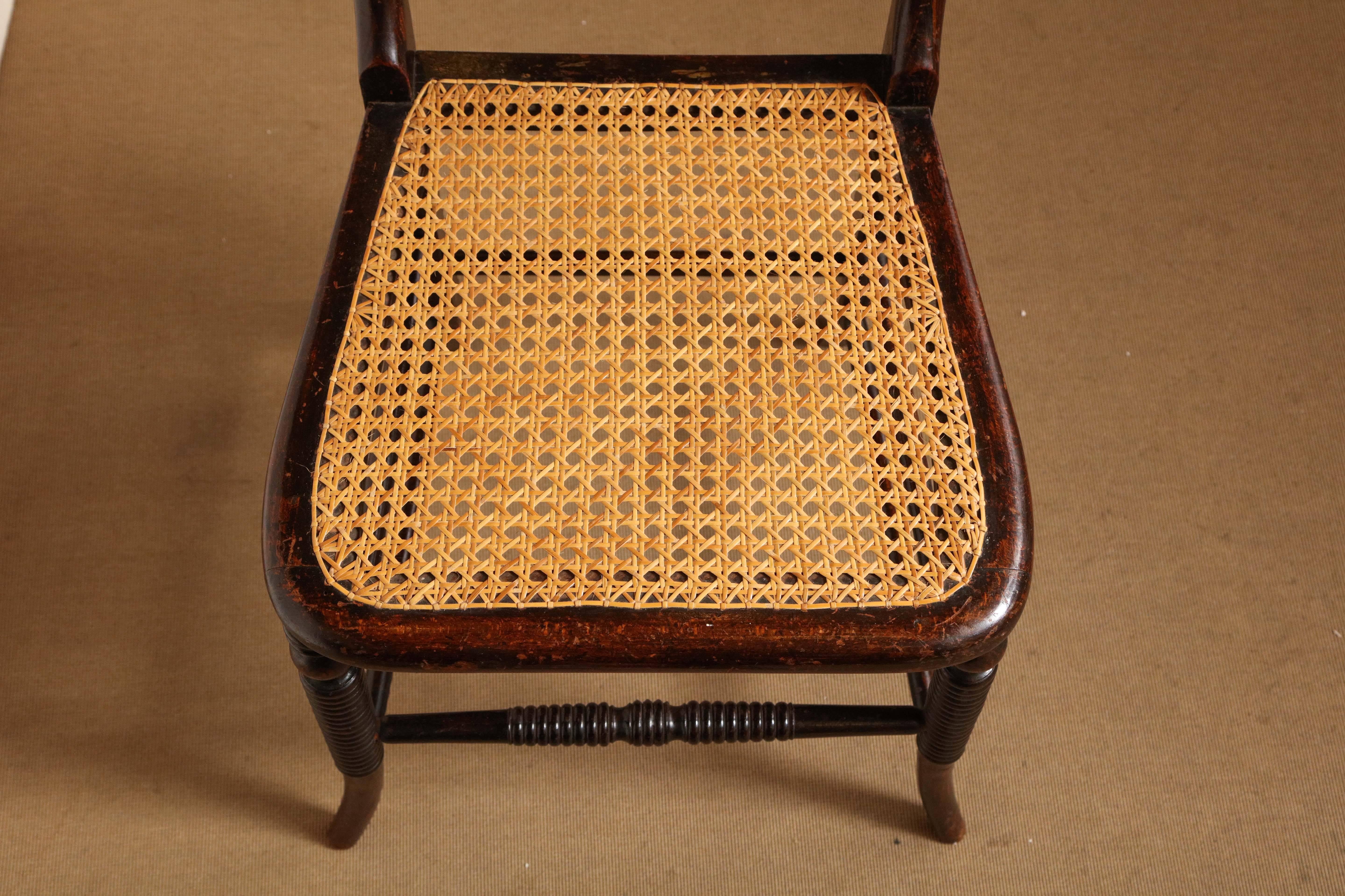 Early 19th Century English Regency Faux Rosewood Caned Chair 7
