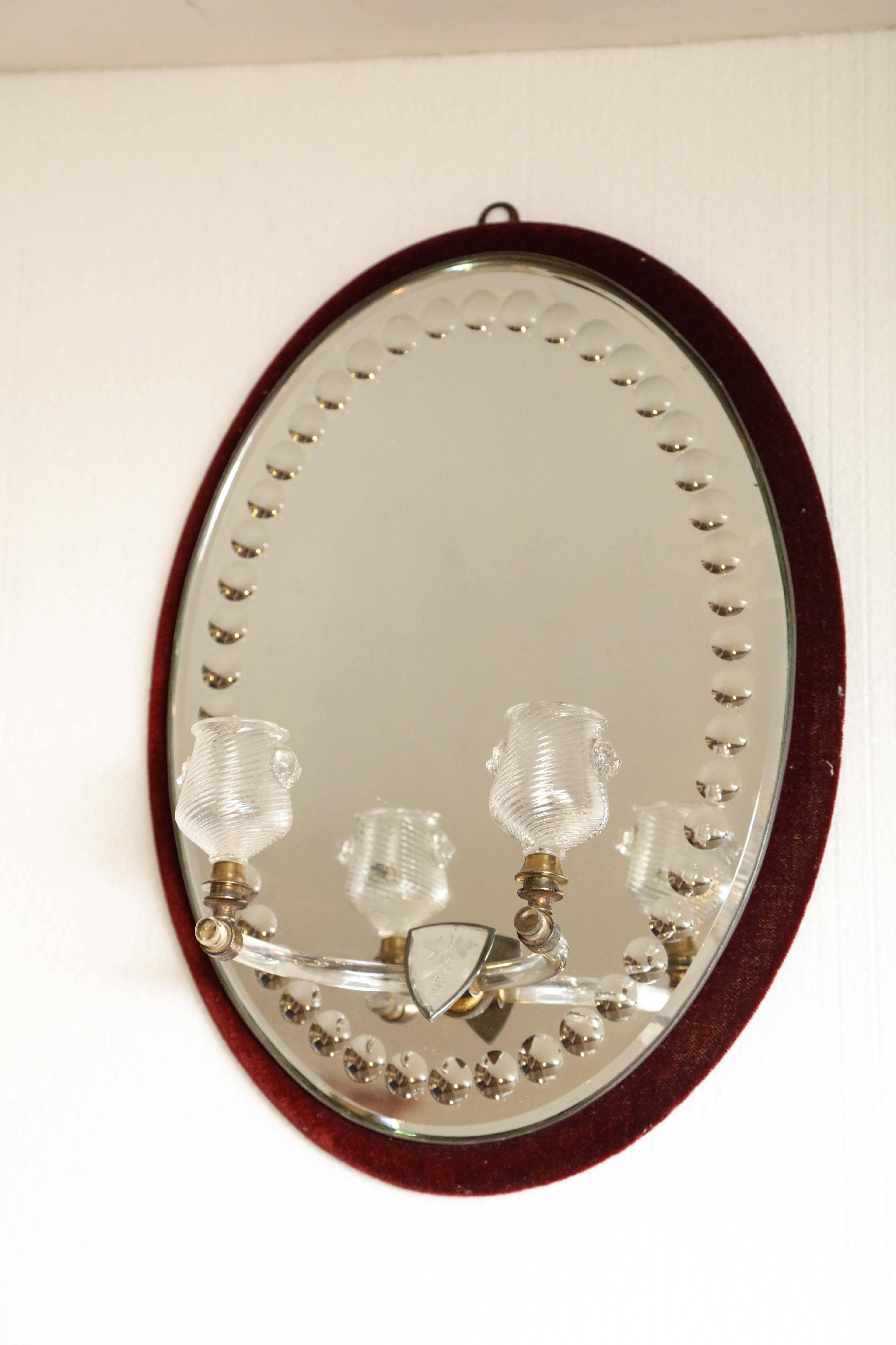 Mid-19th Century Mirror with Plush Covered Frame 3