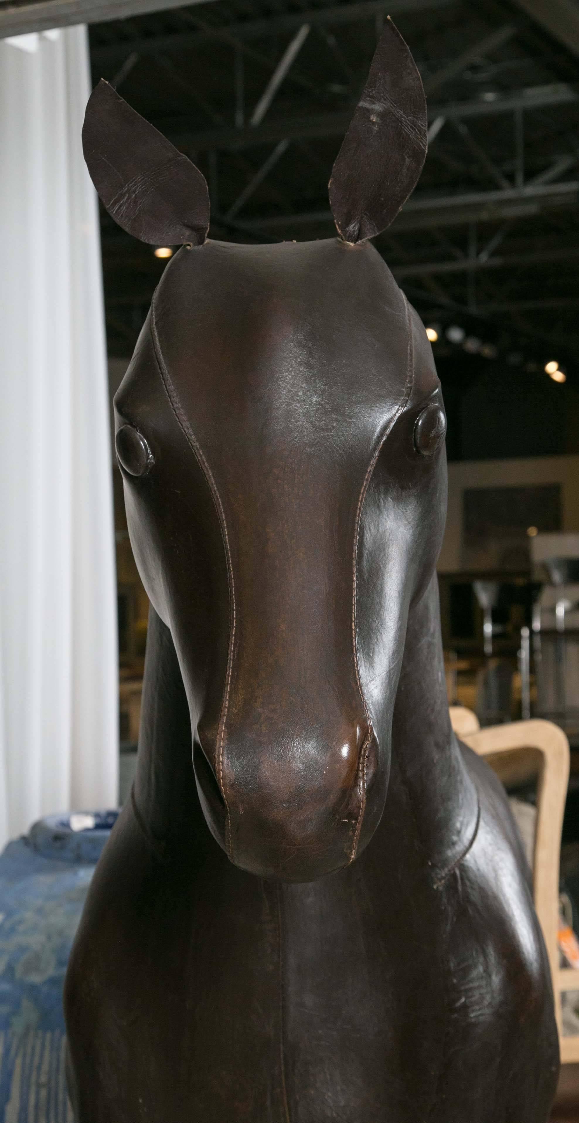 Contemporary Large Leather Horse For Sale