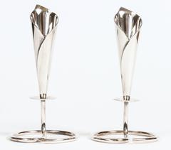 Pair of Vintage Danish Silver Plate Calla Lily Candleholders