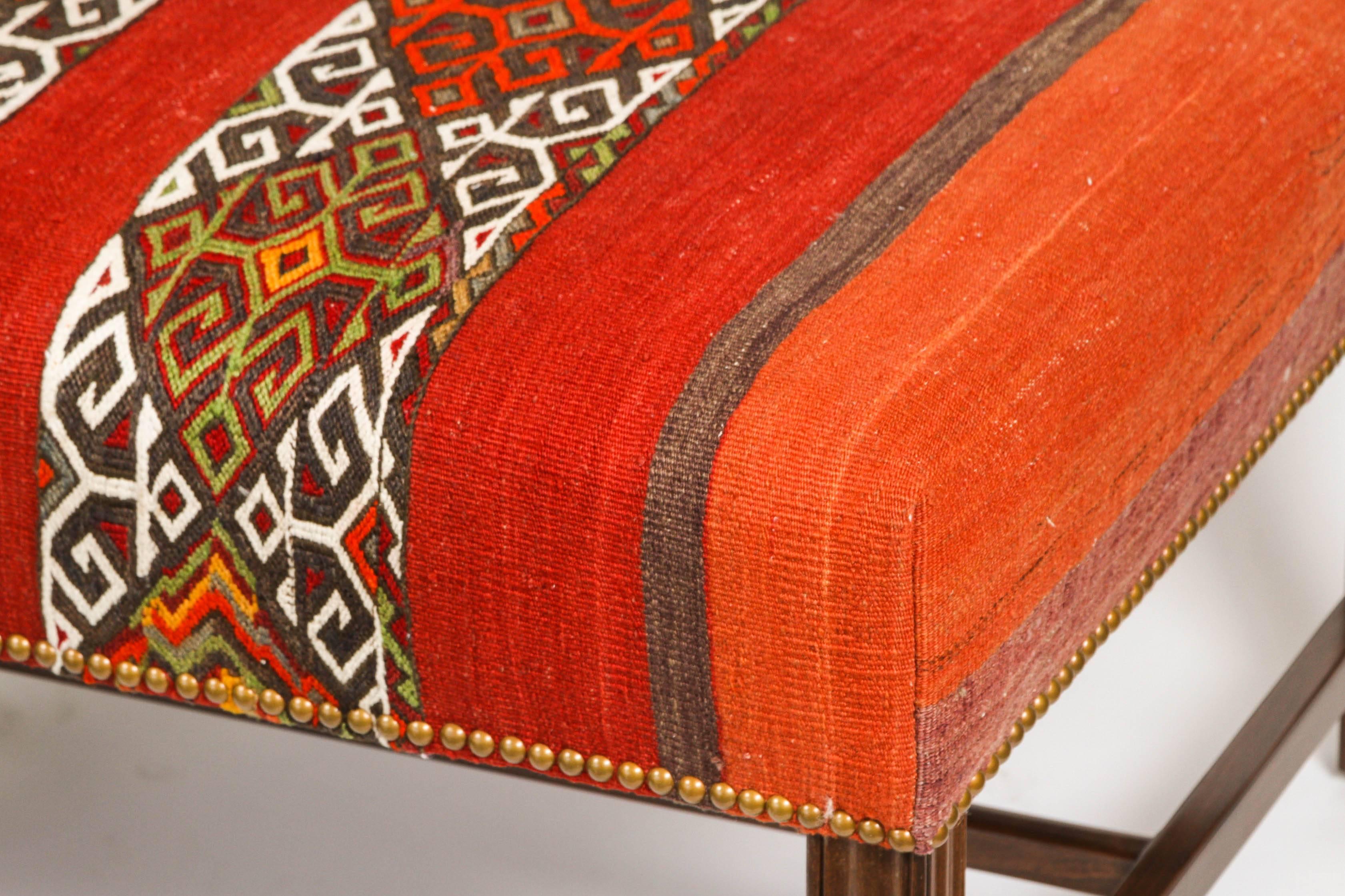 Mid-20th Century Custom-Made Ottoman in Woven Turkish Rug