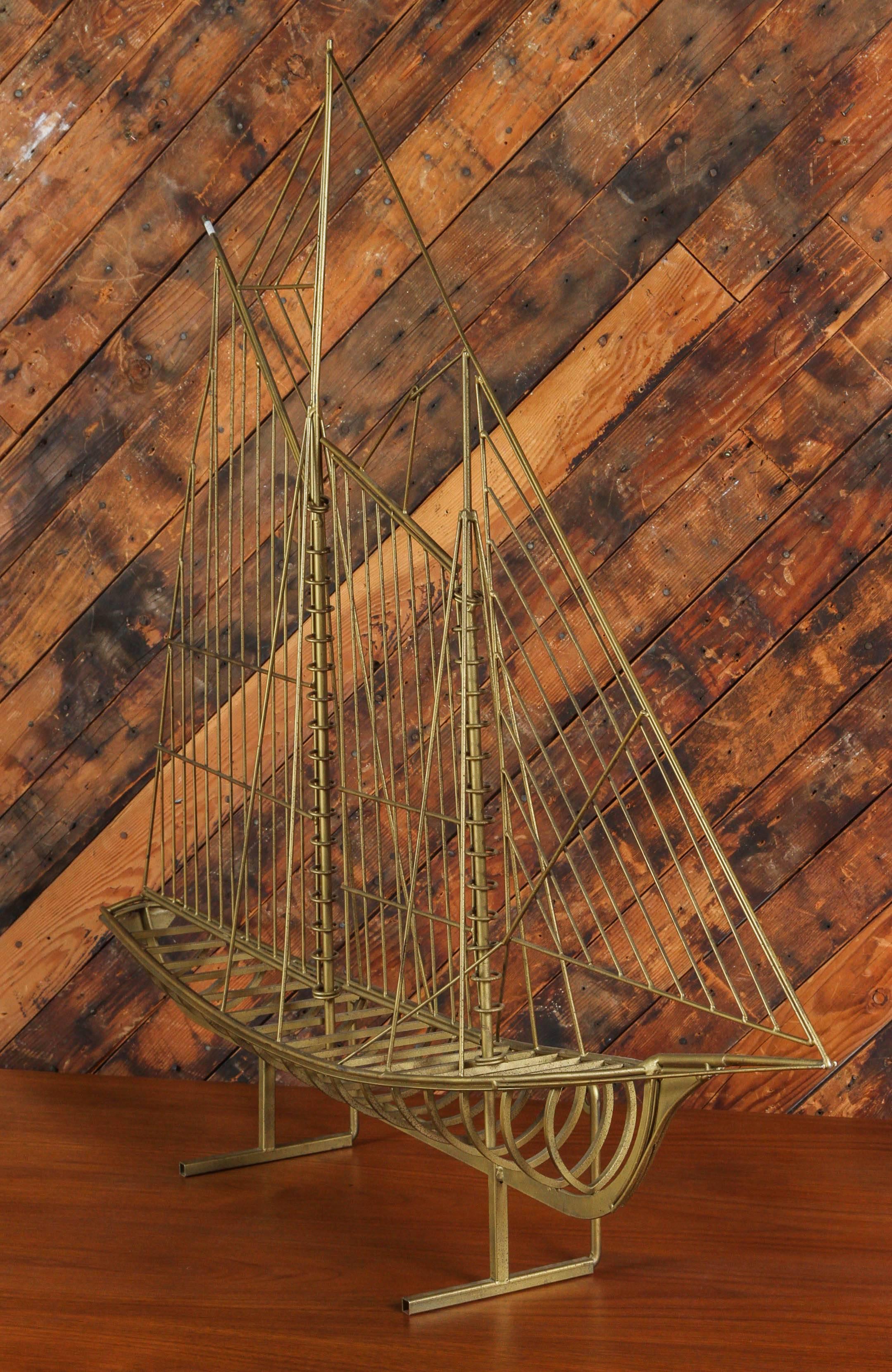 Mid-Century Brass Ship Sculpture by Curtis Jere In Excellent Condition In santa monica, CA