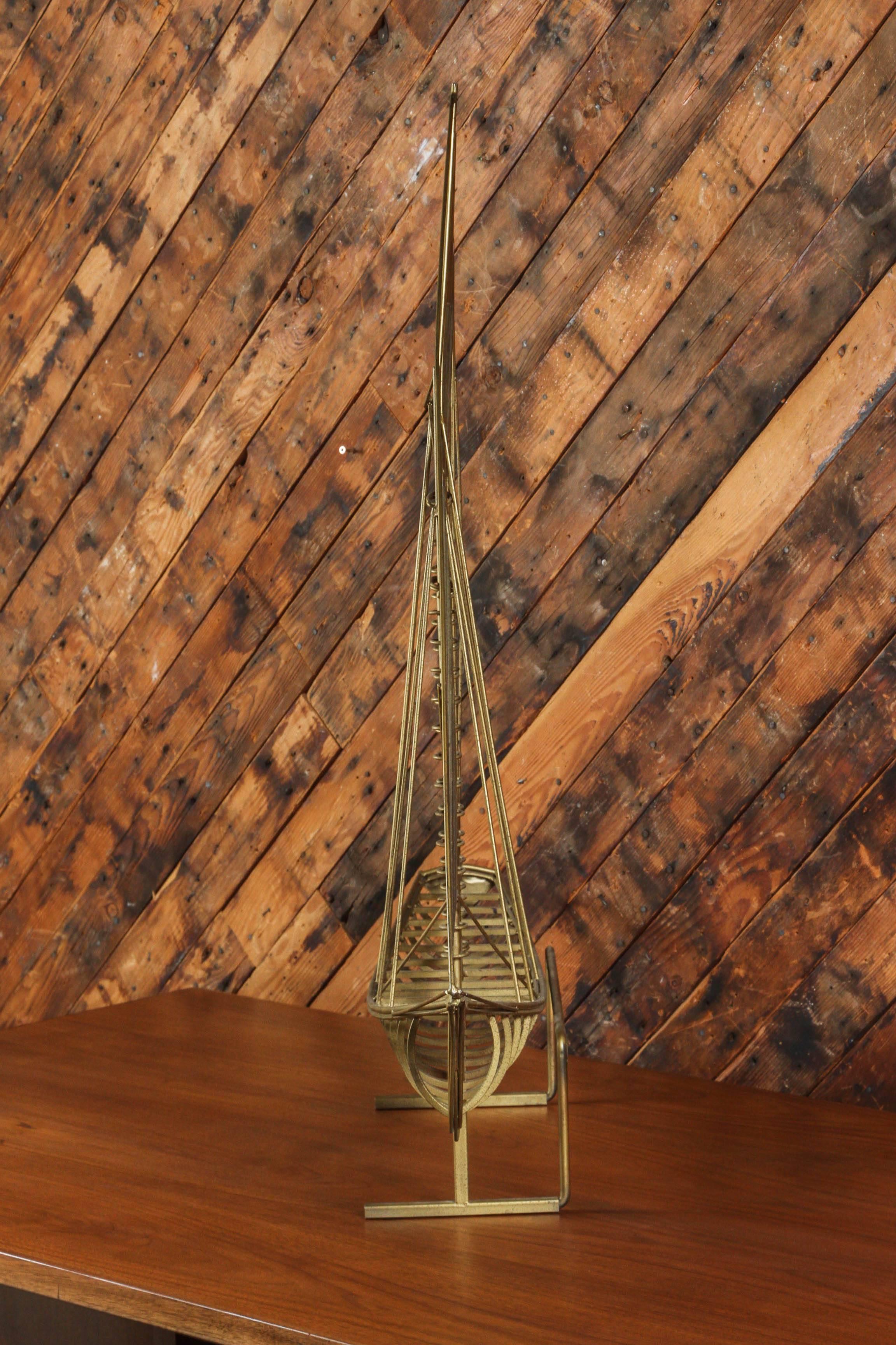 Mid-20th Century Mid-Century Brass Ship Sculpture by Curtis Jere