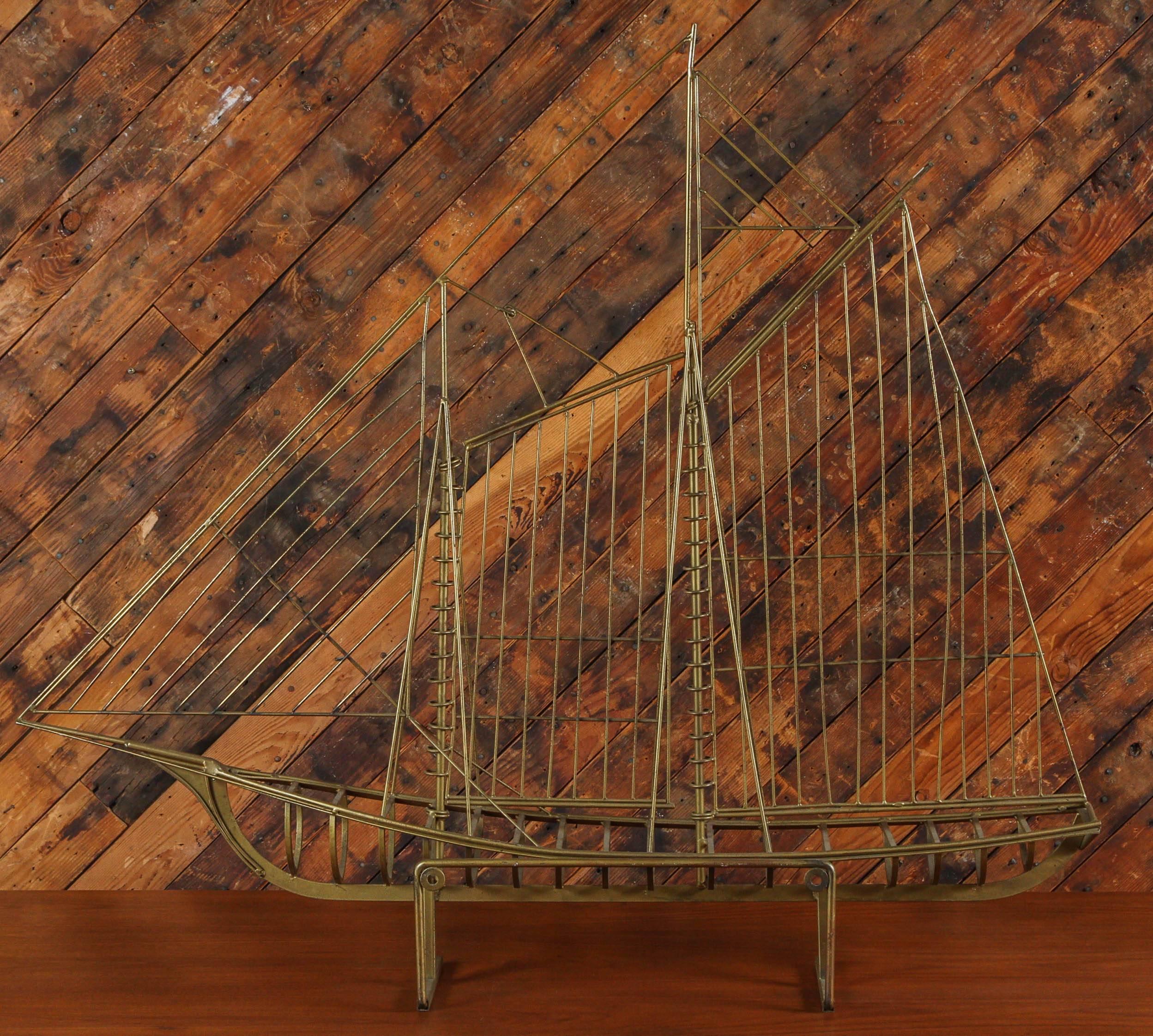 Mid-Century Brass Ship Sculpture by Curtis Jere 2