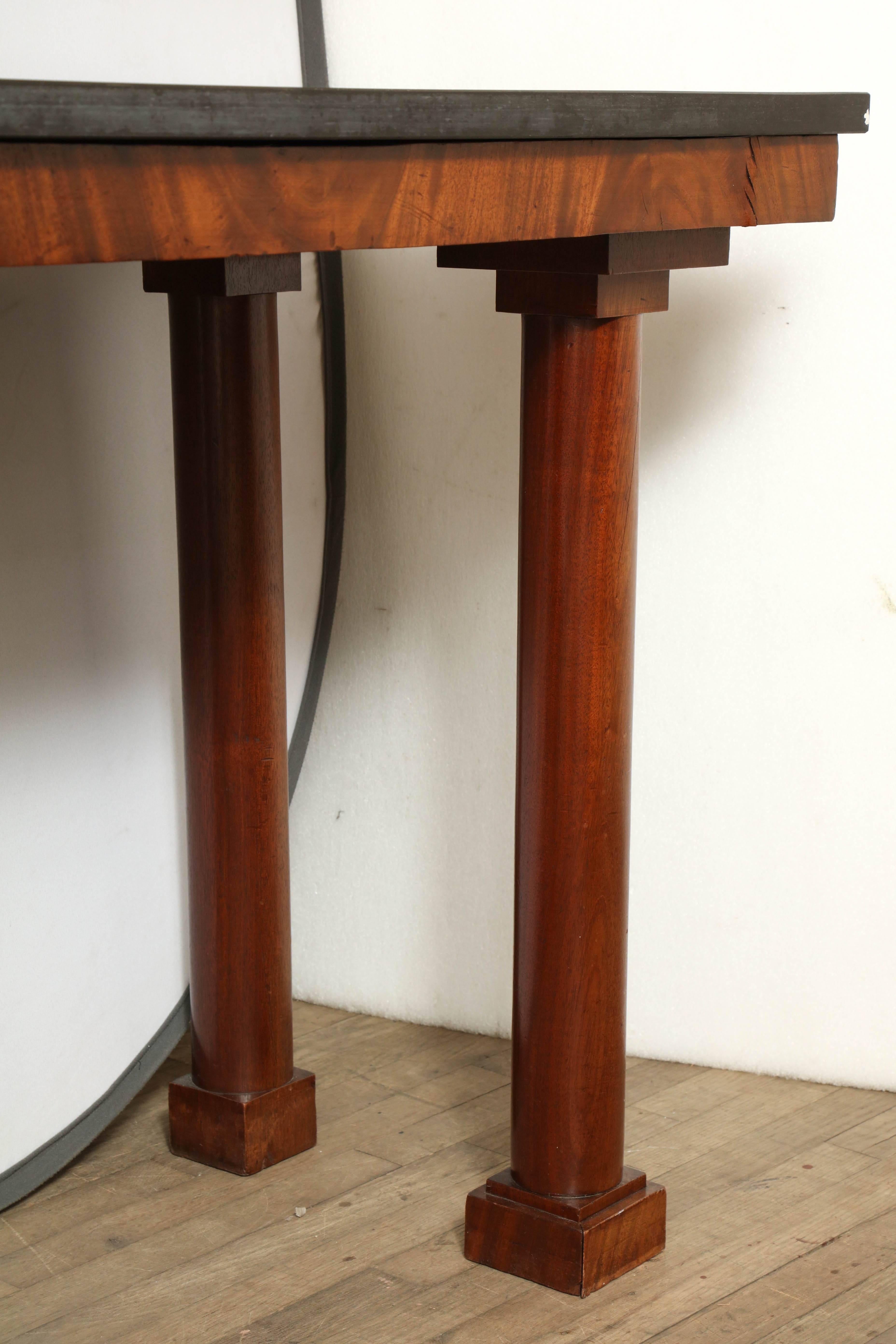 English Mahogany Console with Black Marble-Top