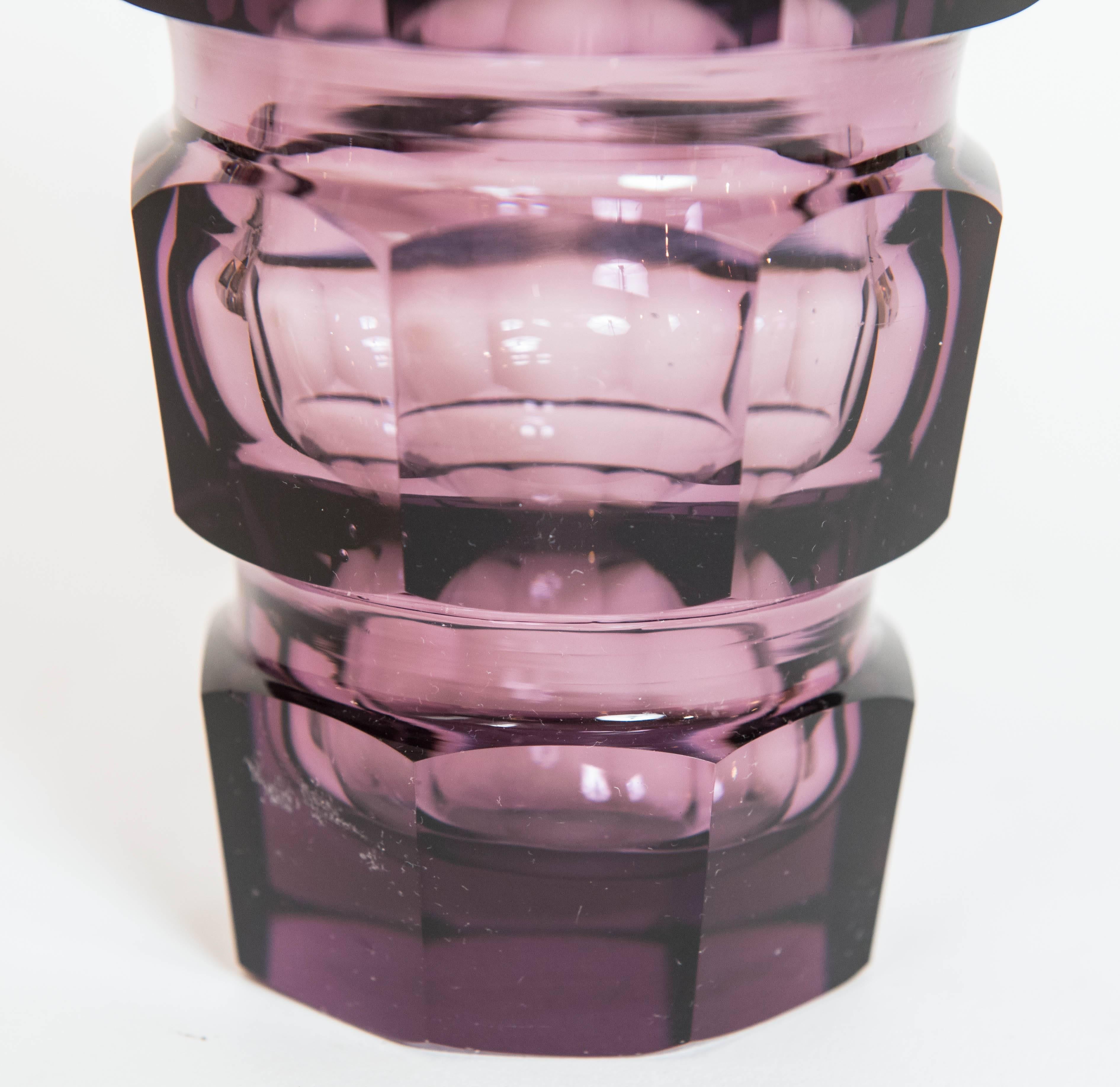 Amethyst Crystal Vase Attributed to Josef Hoffman for Moser In Excellent Condition In Toronto, ON