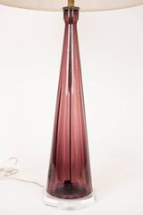 Pair of Mid-Century Amthyst Italian Empoli Glass Lamps