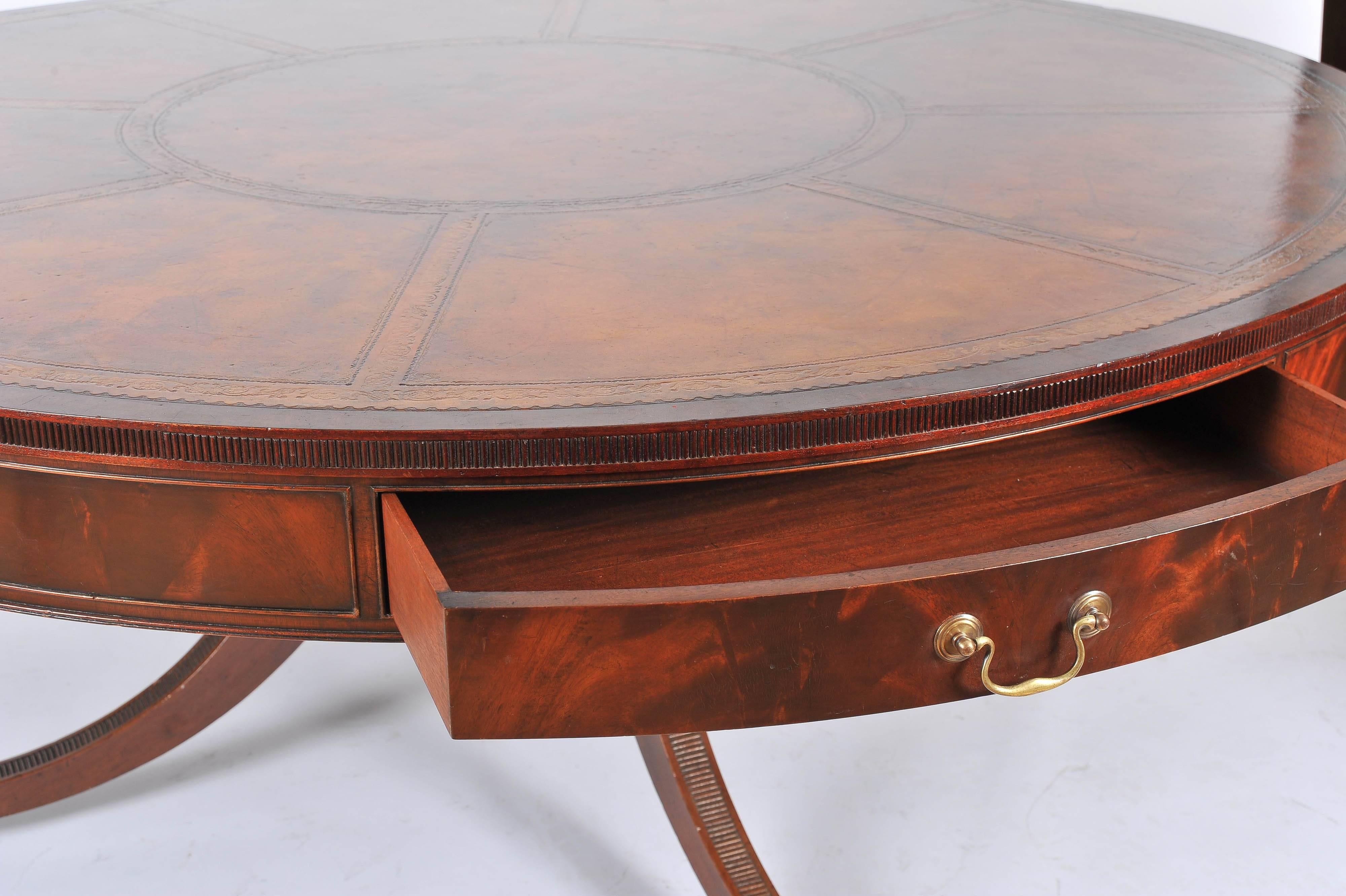 20th Century Large Mahogany Library Drum Table